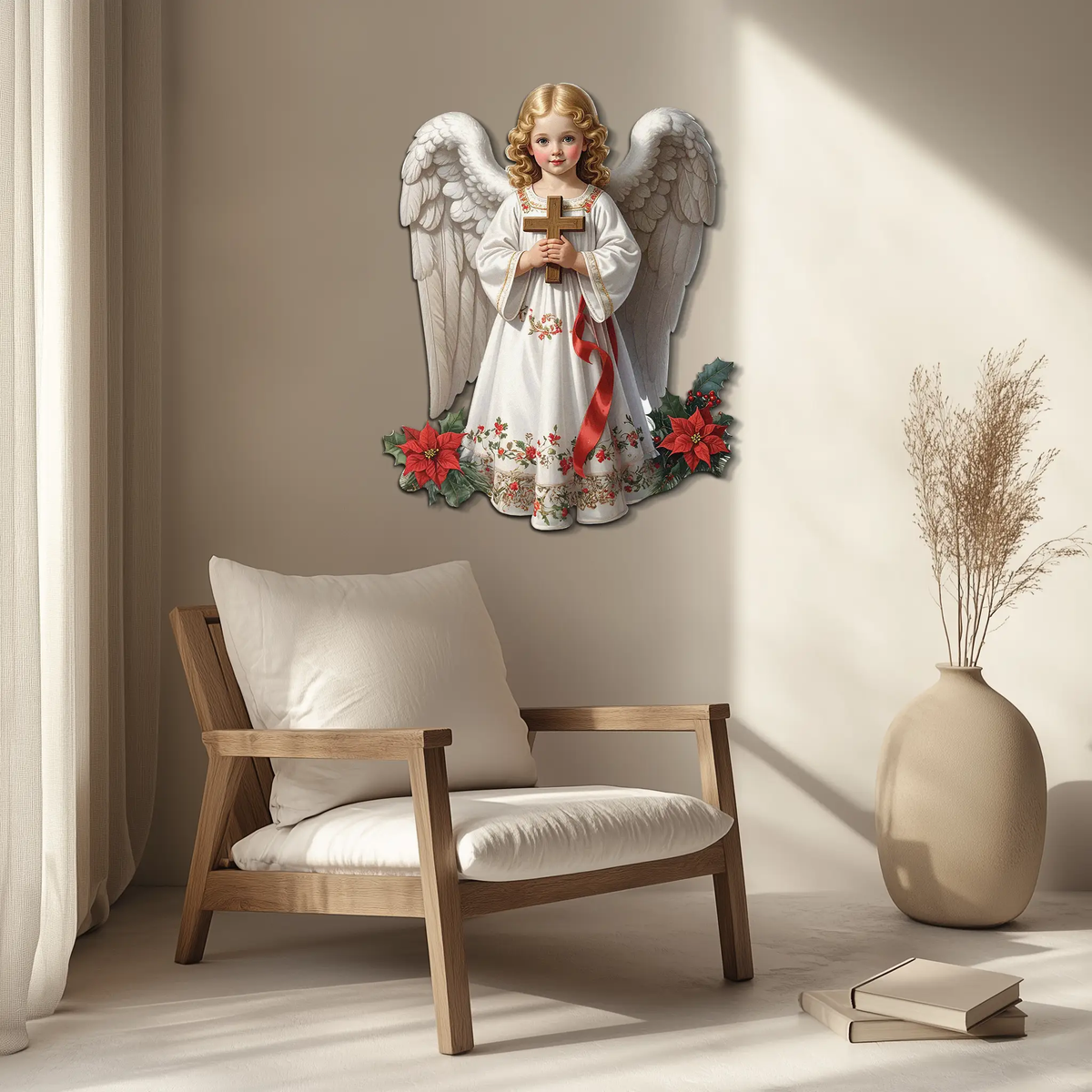 Christmas Angel Metal Wall Art – Holy Child UV Printed Decor-KAFUVM018 by Enova Art