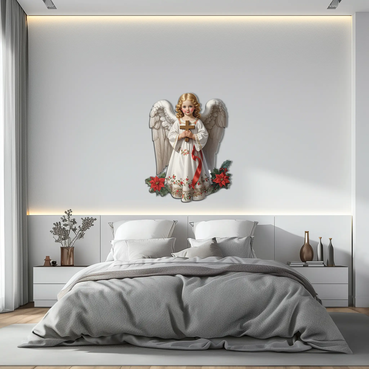Christmas Angel Metal Wall Art – Holy Child UV Printed Decor-KAFUVM018 by Enova Art