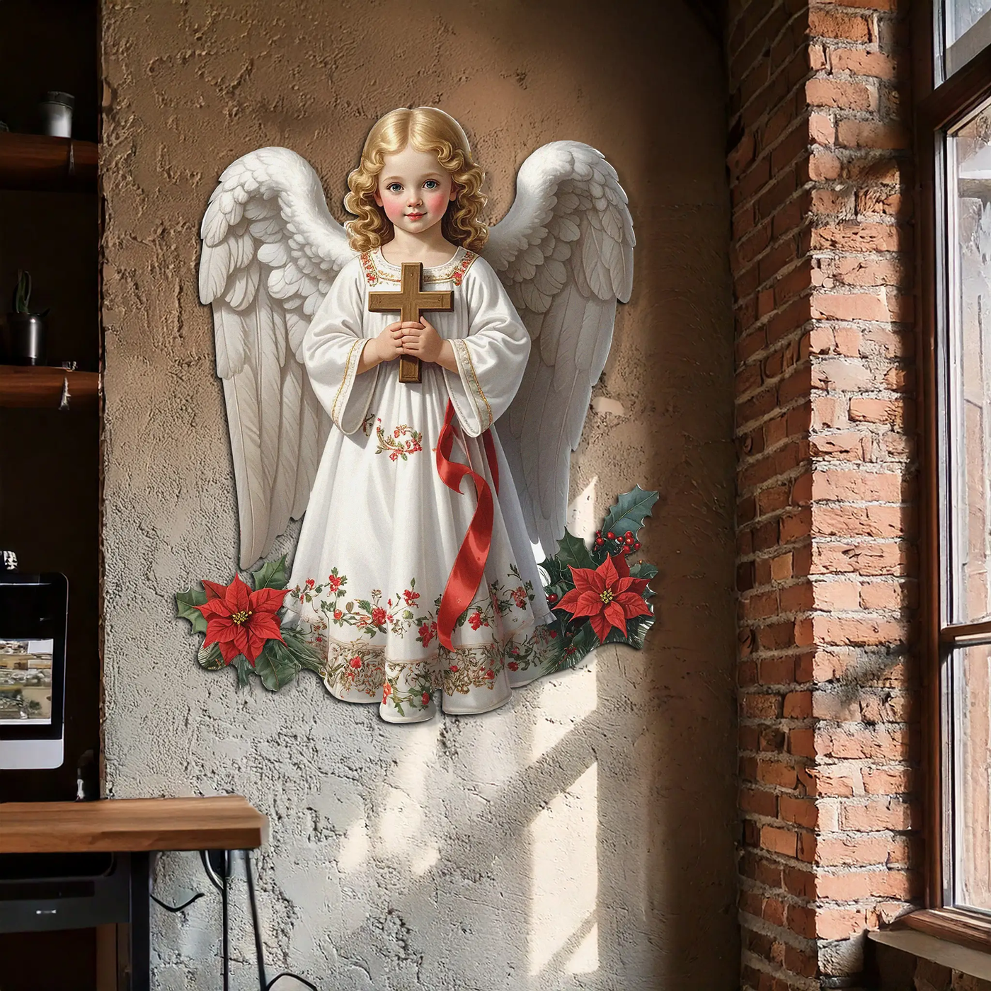 Christmas Angel Metal Wall Art – Holy Child UV Printed Decor-KAFUVM018 by Enova Art