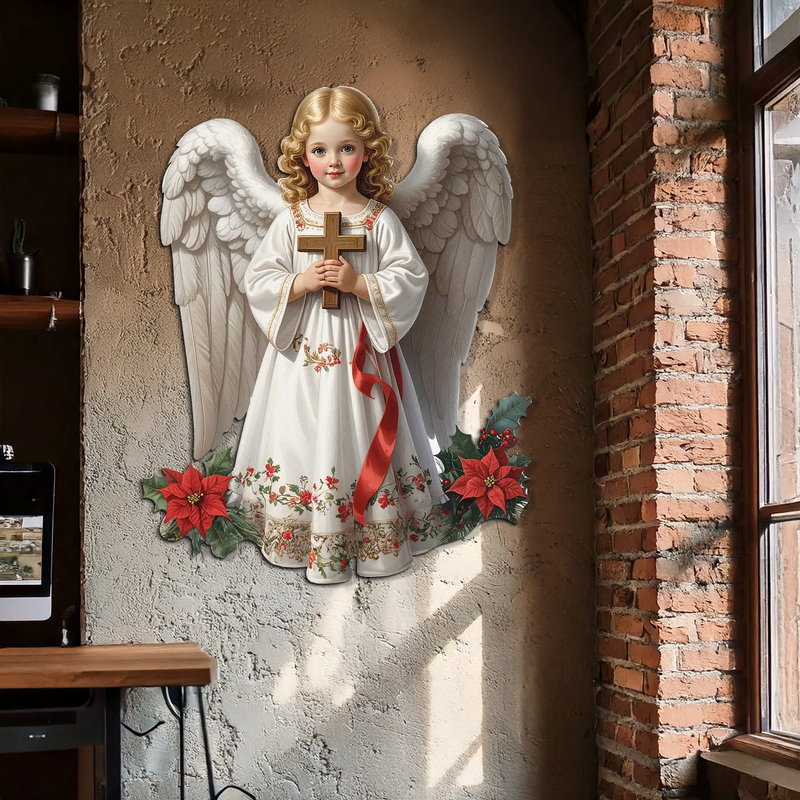 Christmas Angel Metal Wall Art – Holy Child UV Printed Decor-KAFUVM018 by Enova Art