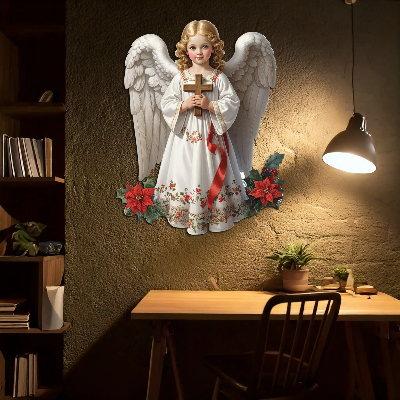 Christmas Angel Metal Wall Art – Holy Child UV Printed Decor-KAFUVM018 by Enova Art