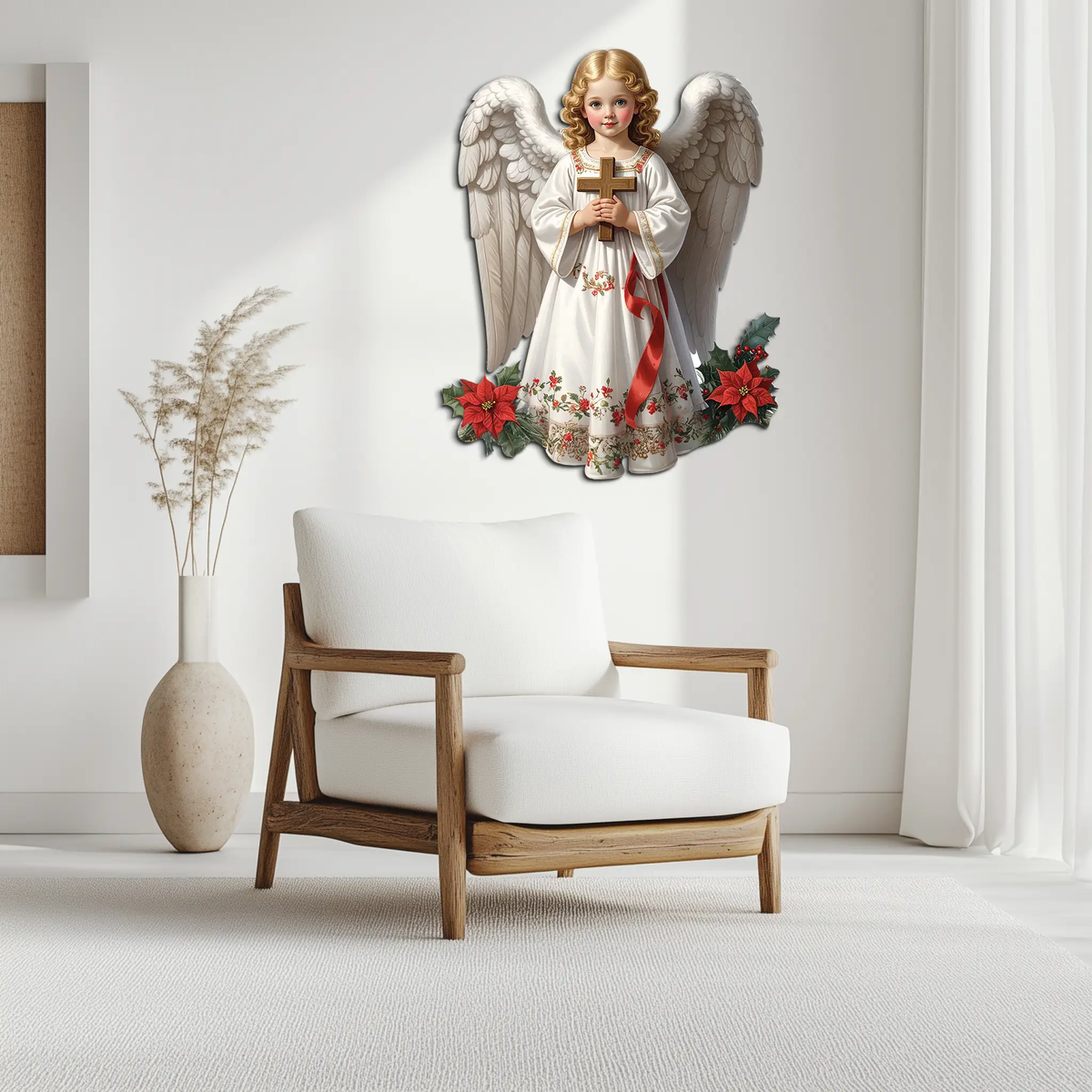 Christmas Angel Metal Wall Art – Holy Child UV Printed Decor-KAFUVM018 by Enova Art