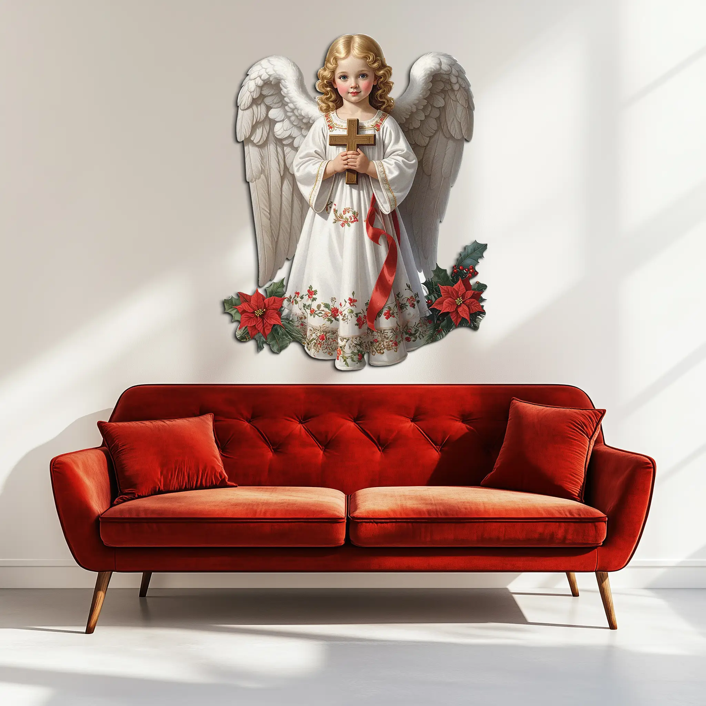 Christmas Angel Metal Wall Art – Holy Child UV Printed Decor-KAFUVM018 by Enova Art