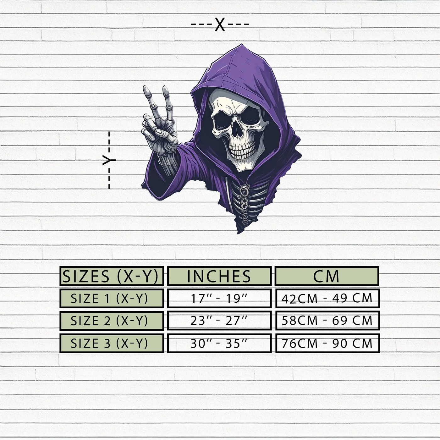 Grim Reaper Peace Metal Wall Art – Purple Skull UV Print Decor-KAFUVM019 by Enova Art