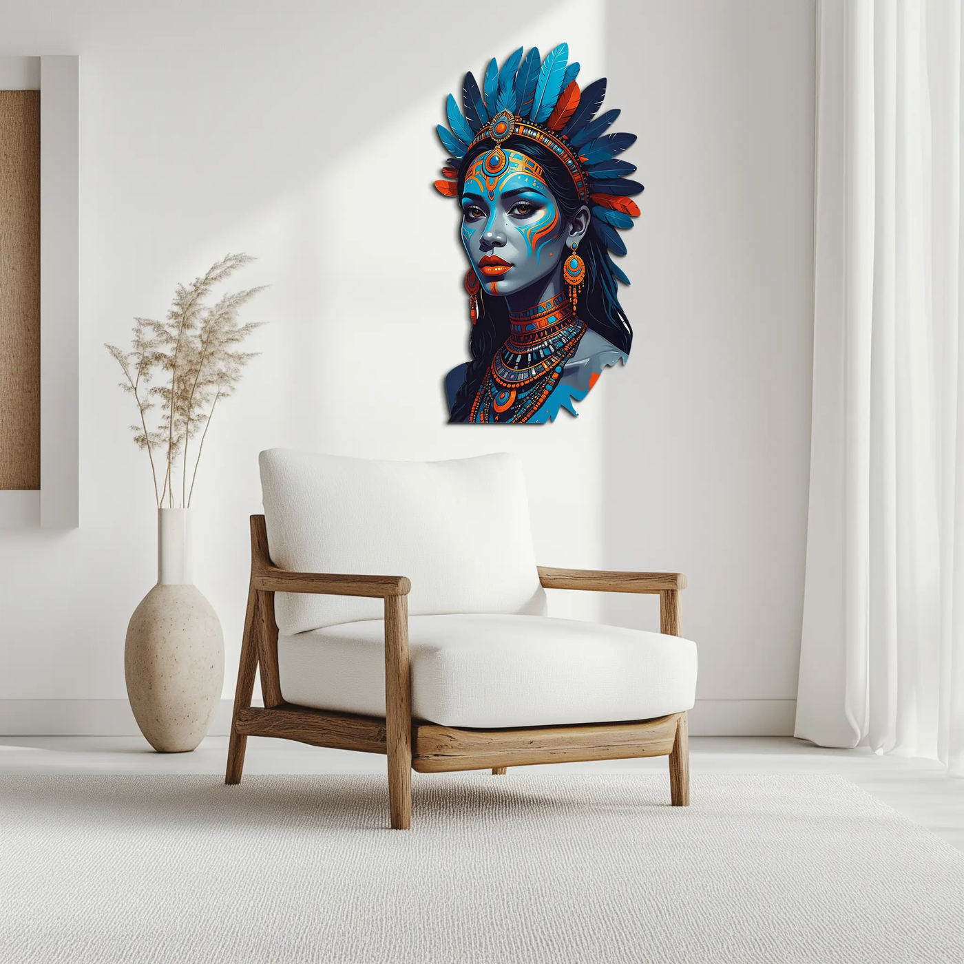 Tribal Blue Goddess Metal Wall Art – Ethnic Spirit Decor-KAFUVM021 by Enova Art