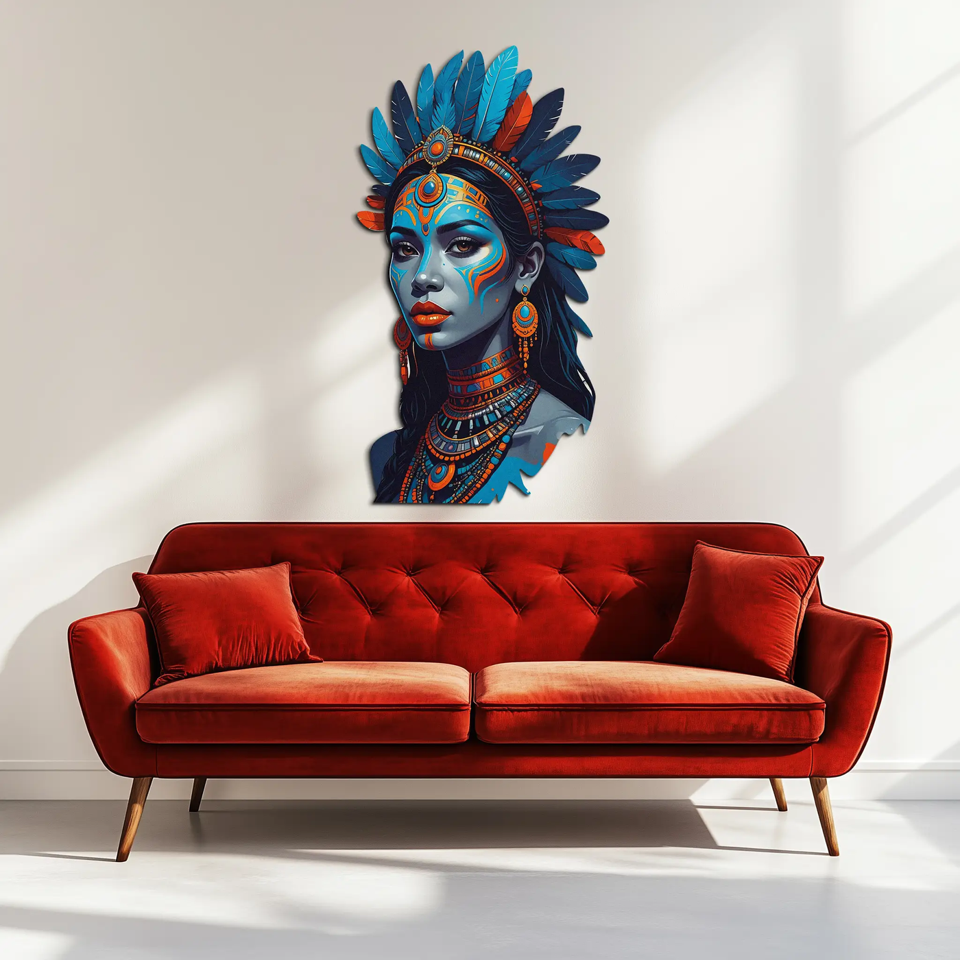 Tribal Blue Goddess Metal Wall Art – Ethnic Spirit Decor-KAFUVM021 by Enova Art