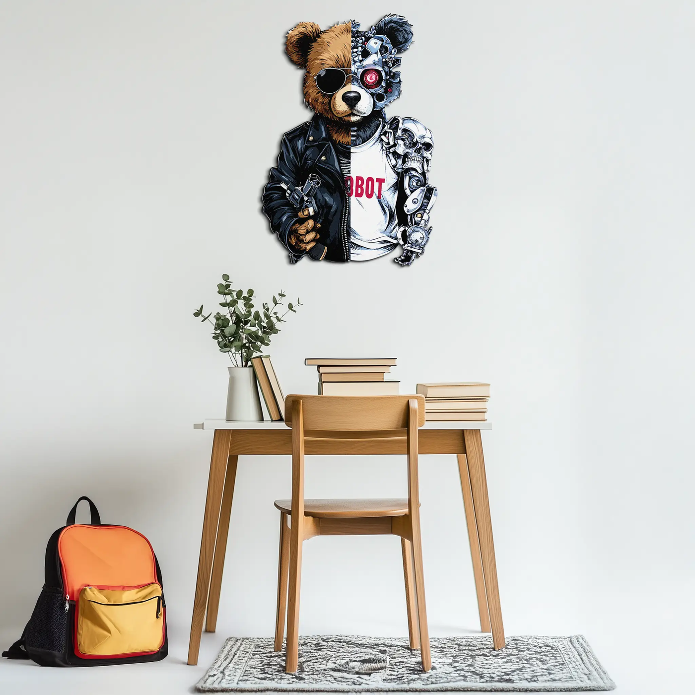 Half Cyborg Bear Wall Decor – Edgy Robo Teddy with Attitude-KAFUVM022 by Enova Art