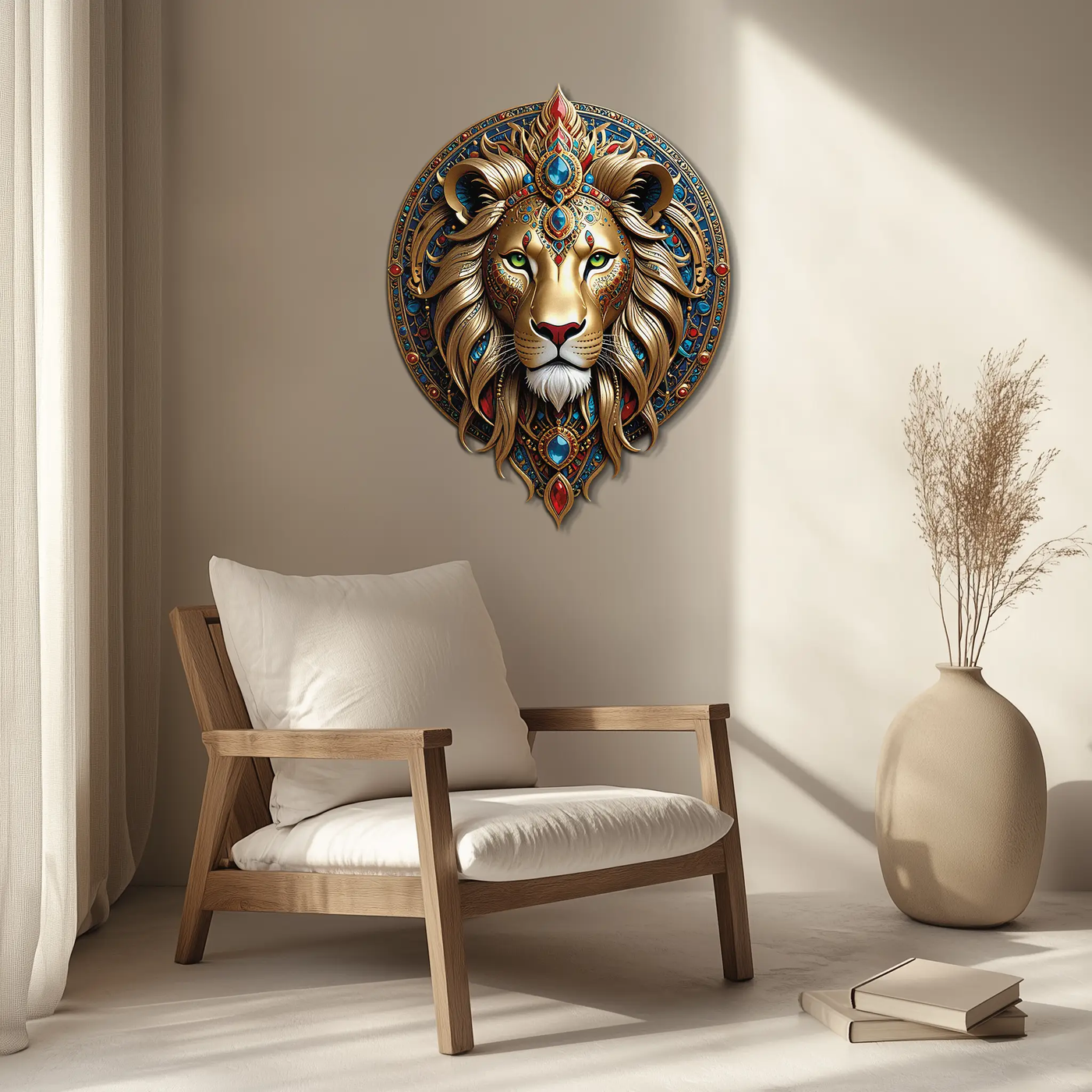 Regal Lion Mandala Wall Art – Royal Jungle Vibes Decor-KAFUVM026 by Enova Art
