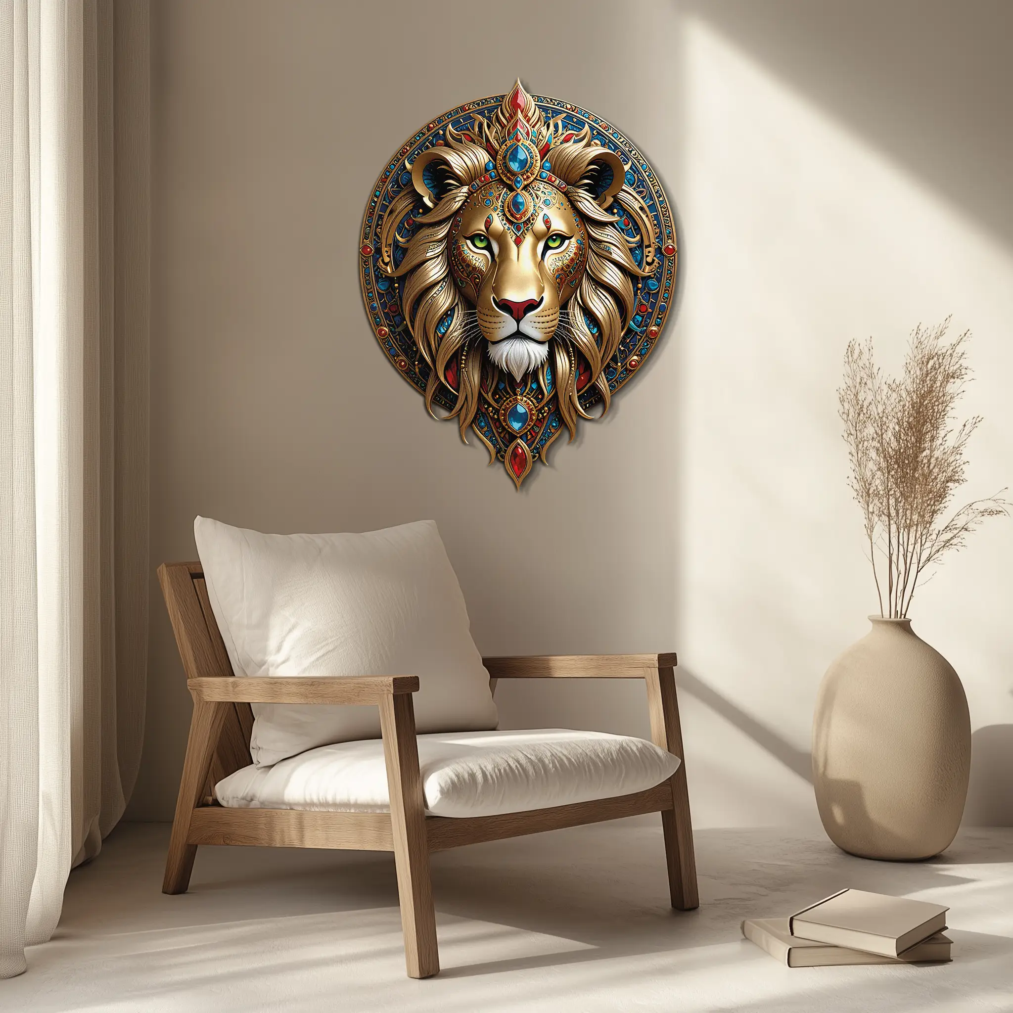 Regal Lion Mandala Wall Art – Royal Jungle Vibes Decor-KAFUVM026 by Enova Art