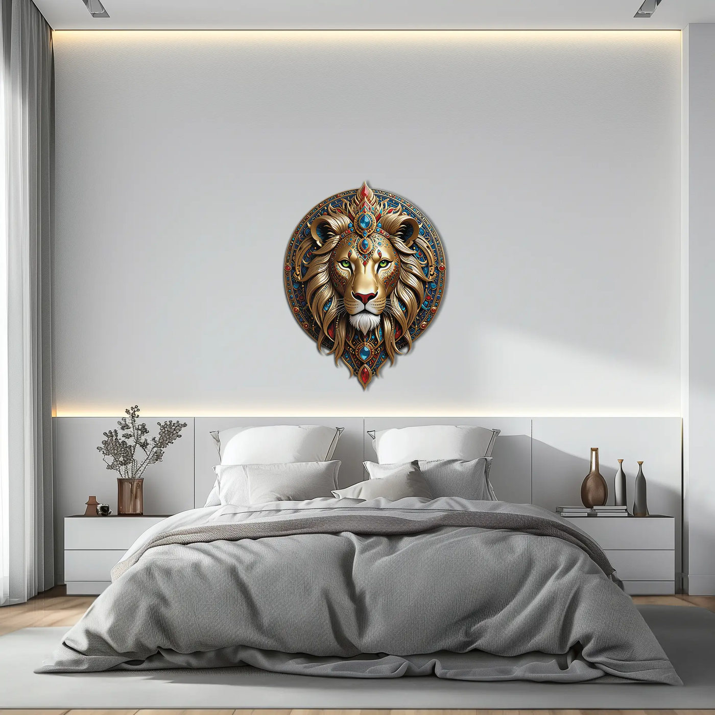 Regal Lion Mandala Wall Art – Royal Jungle Vibes Decor-KAFUVM026 by Enova Art