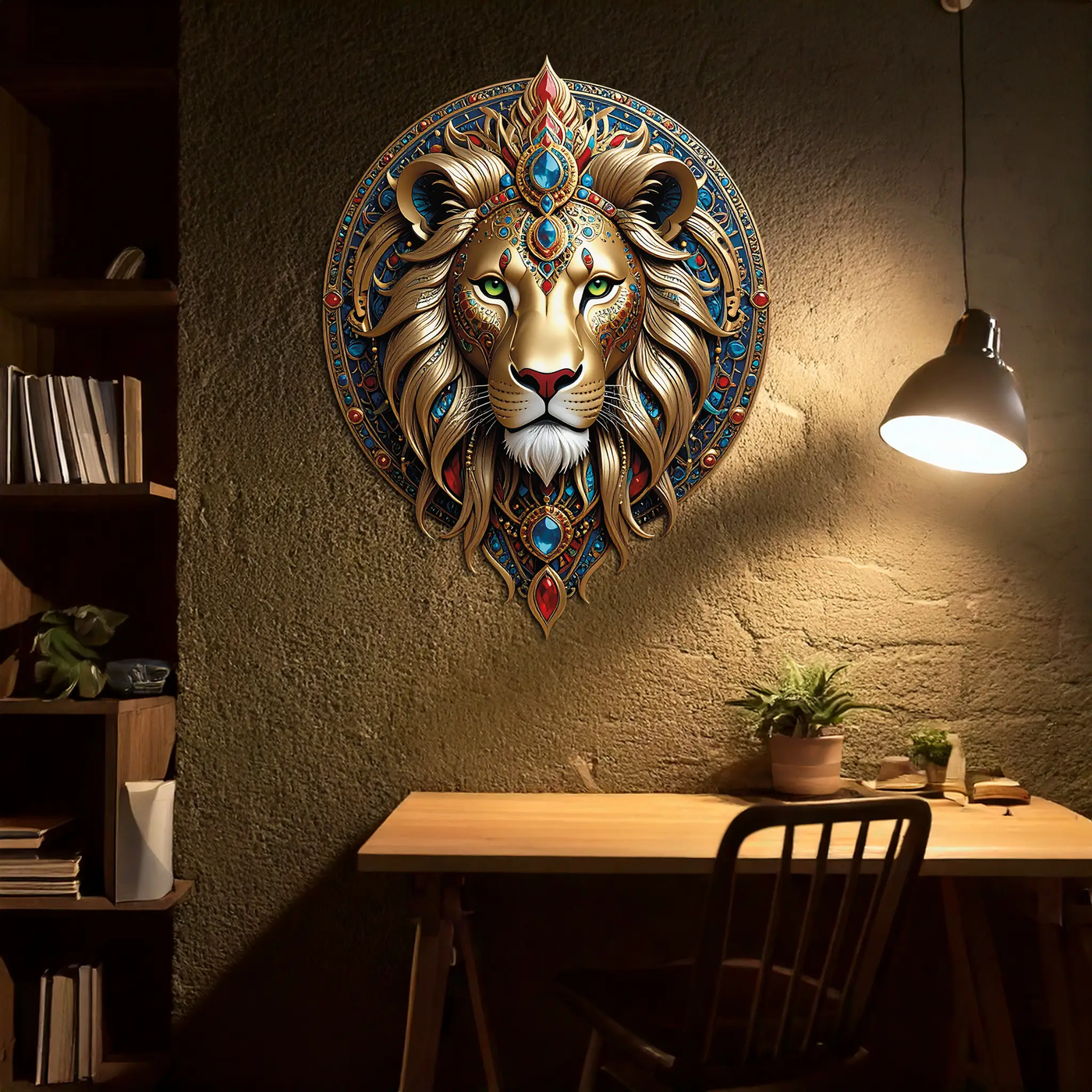 Regal Lion Mandala Wall Art – Royal Jungle Vibes Decor-KAFUVM026 by Enova Art