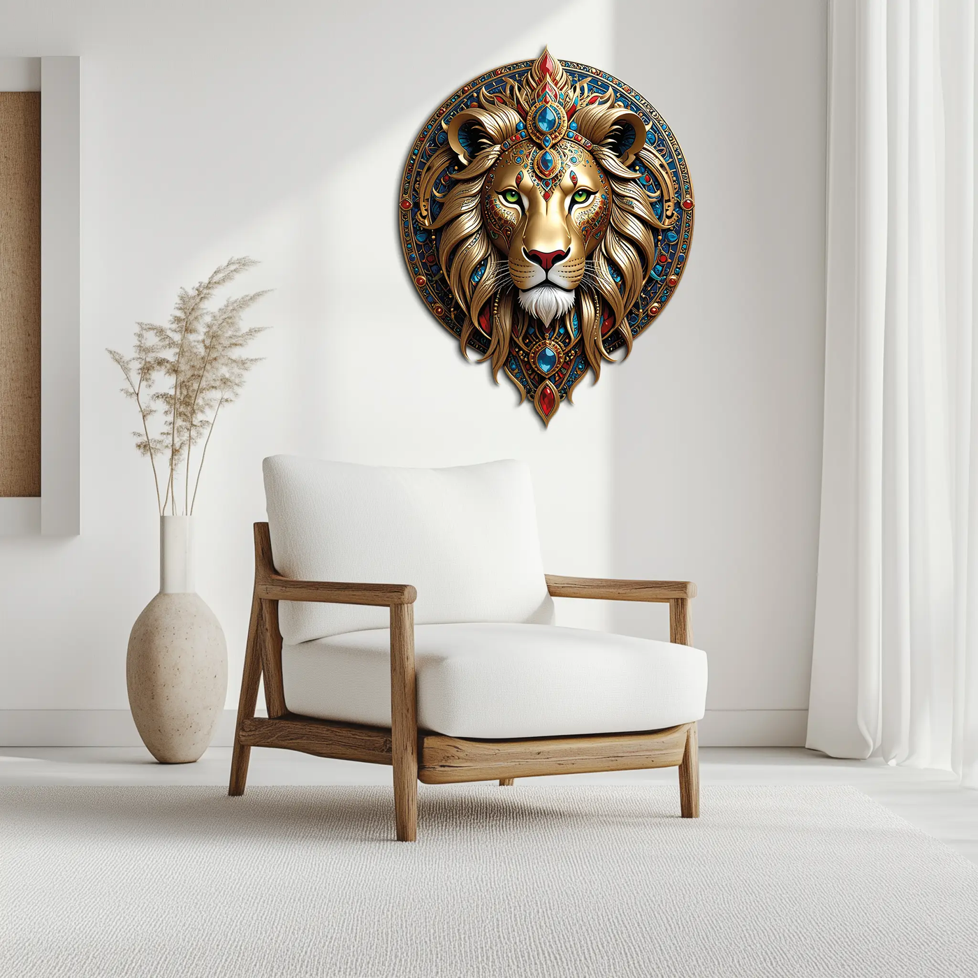 Regal Lion Mandala Wall Art – Royal Jungle Vibes Decor-KAFUVM026 by Enova Art