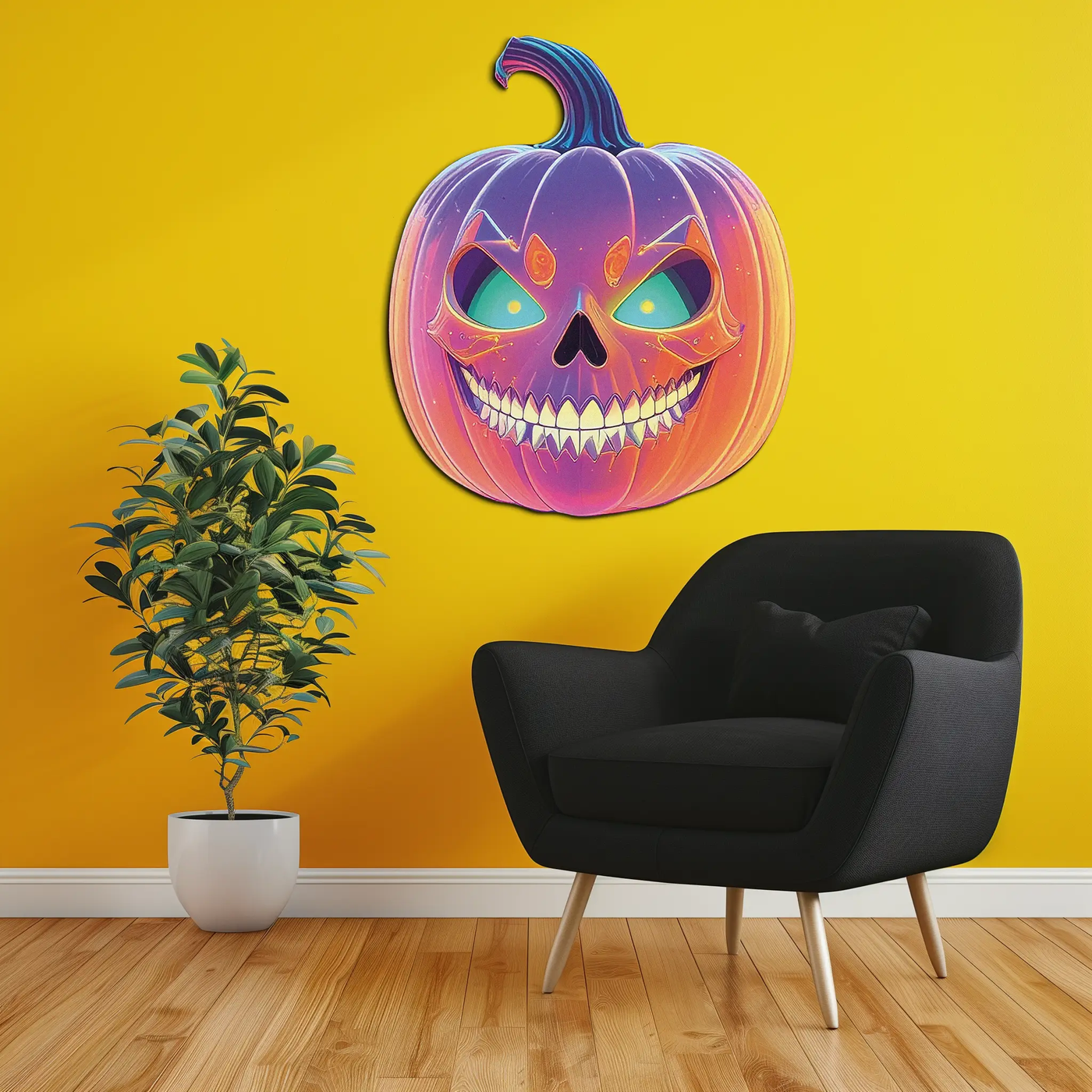 Pumpkin Metal Wall Art – Halloween Jack-o'-Lantern Decor-KAFUVM027 by Enova Art