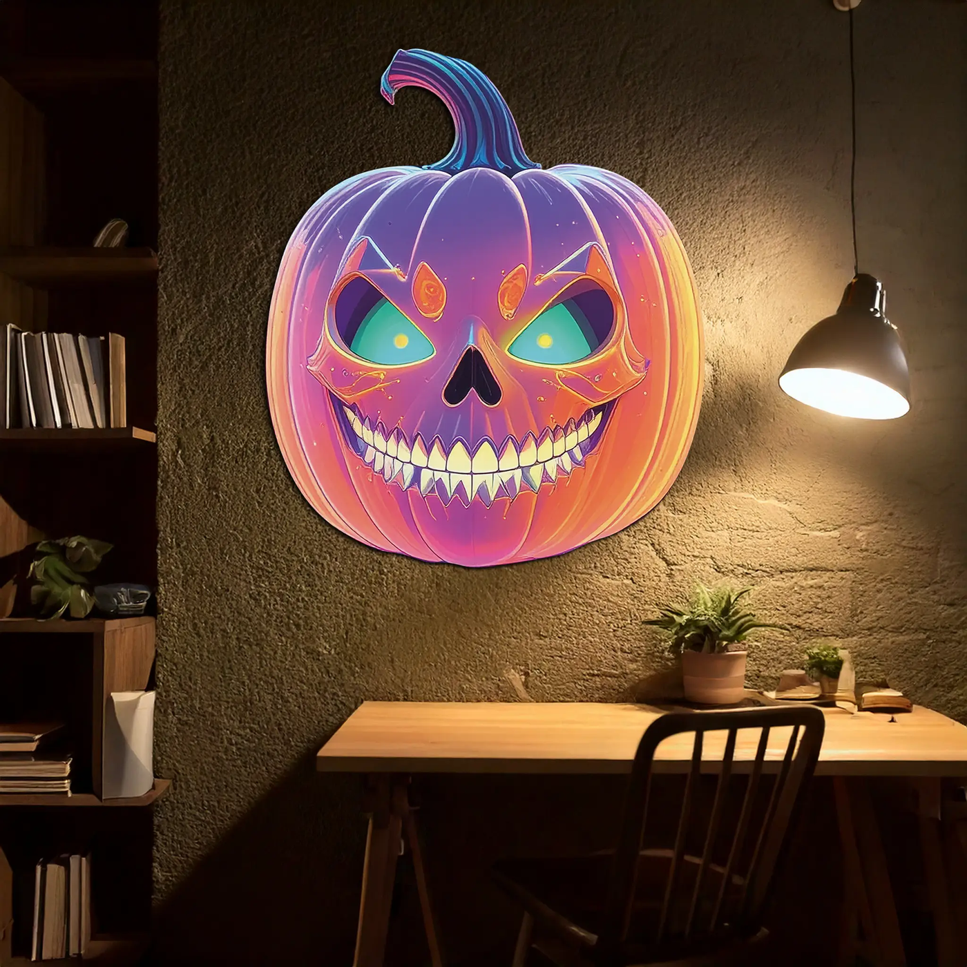 Pumpkin Metal Wall Art – Halloween Jack-o'-Lantern Decor-KAFUVM027 by Enova Art