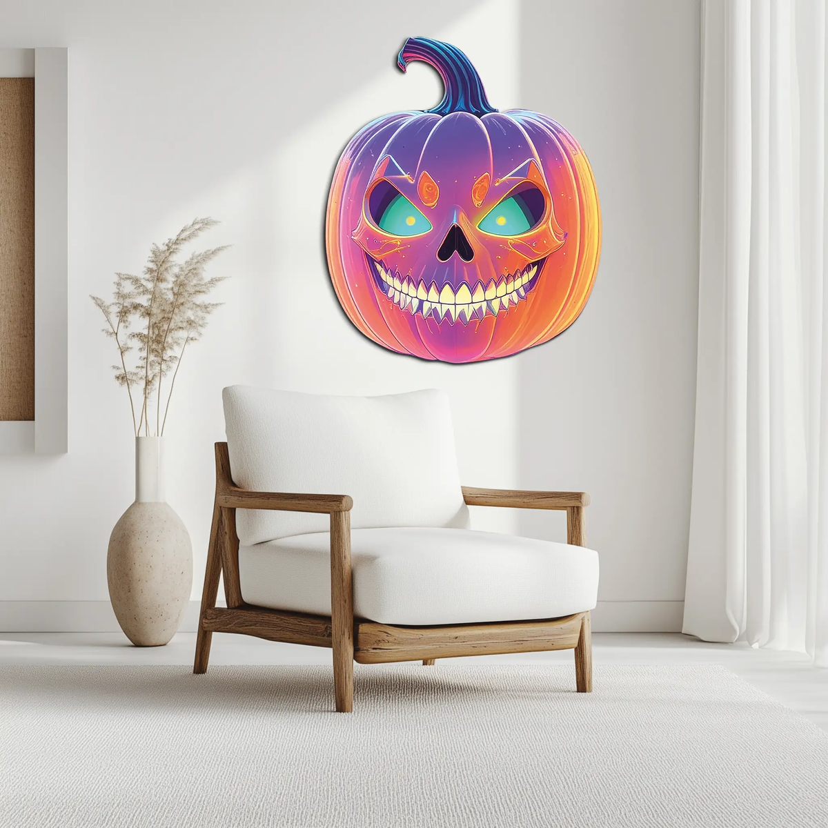 Pumpkin Metal Wall Art – Halloween Jack-o'-Lantern Decor-KAFUVM027 by Enova Art