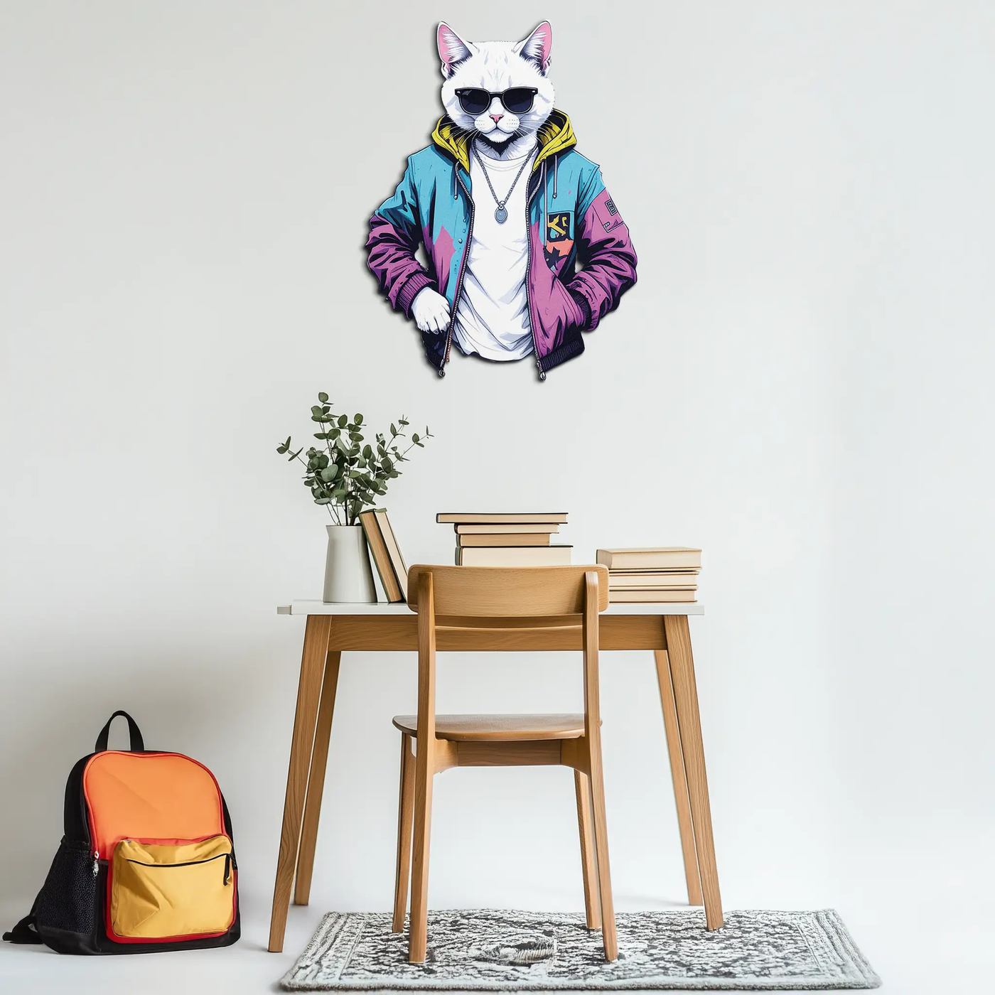 Street Style Cat Metal Wall Art – Cool Urban Decor-KAFUVM028 by Enova Art