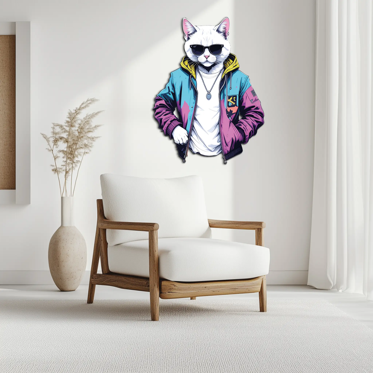 Street Style Cat Metal Wall Art – Cool Urban Decor-KAFUVM028 by Enova Art