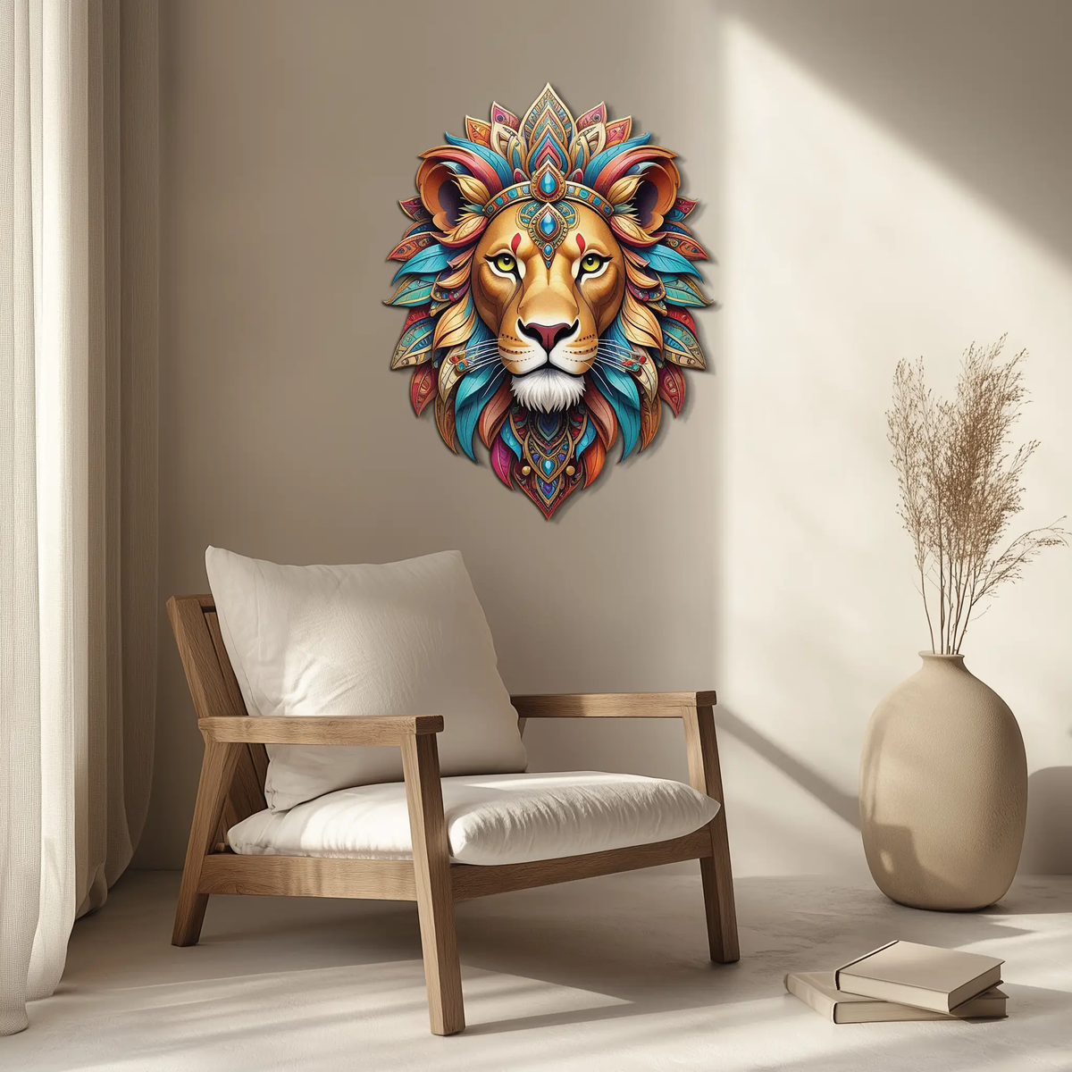 Regal Lion Metal Wall Art – Tribal Vibes, Fierce Style-KAFUVM029 by Enova Art