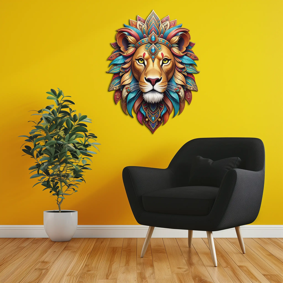 Regal Lion Metal Wall Art – Tribal Vibes, Fierce Style-KAFUVM029 by Enova Art
