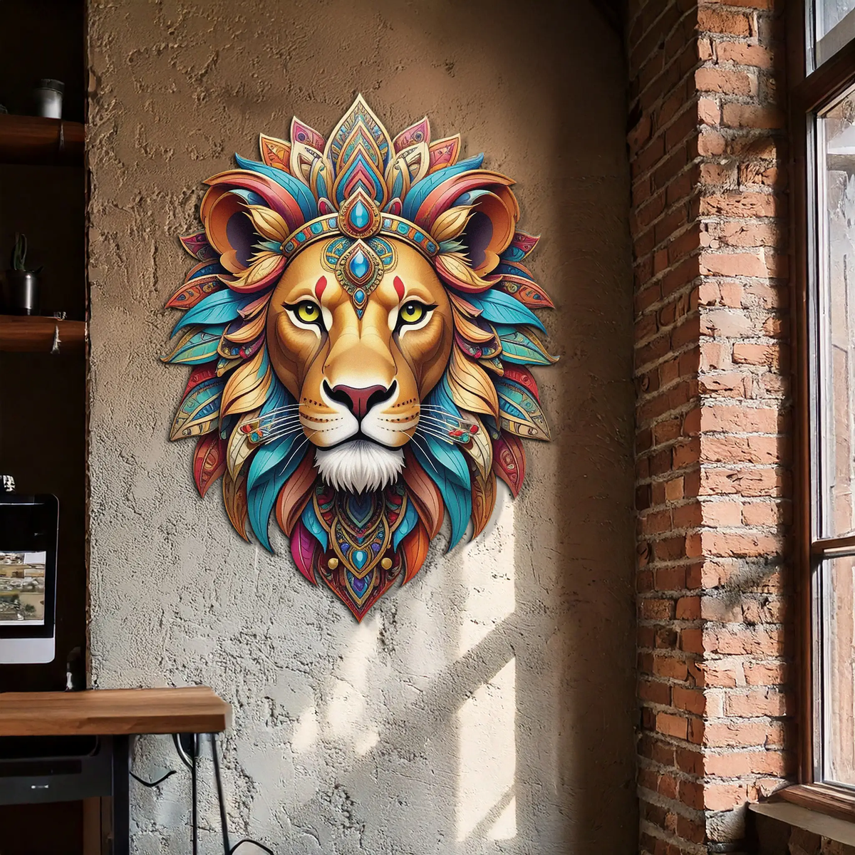 Regal Lion Metal Wall Art – Tribal Vibes, Fierce Style-KAFUVM029 by Enova Art