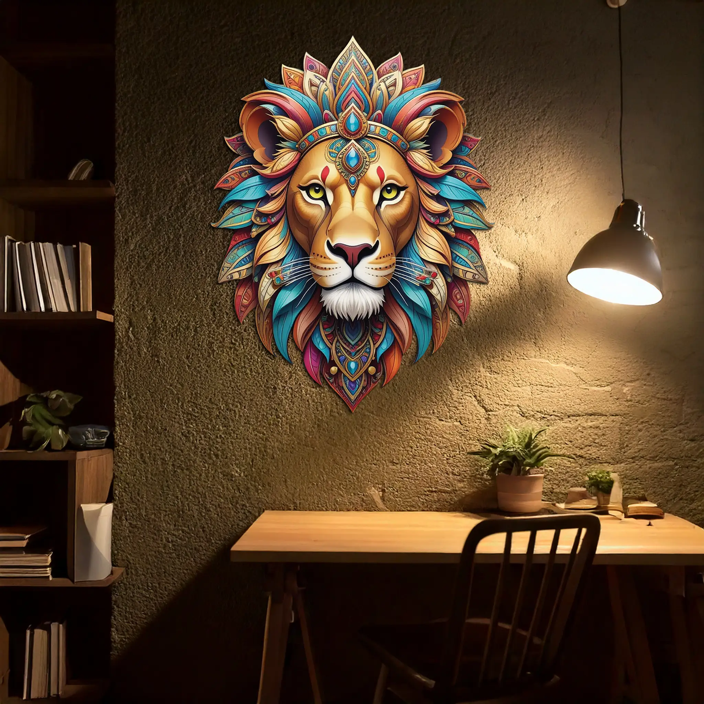 Regal Lion Metal Wall Art – Tribal Vibes, Fierce Style-KAFUVM029 by Enova Art