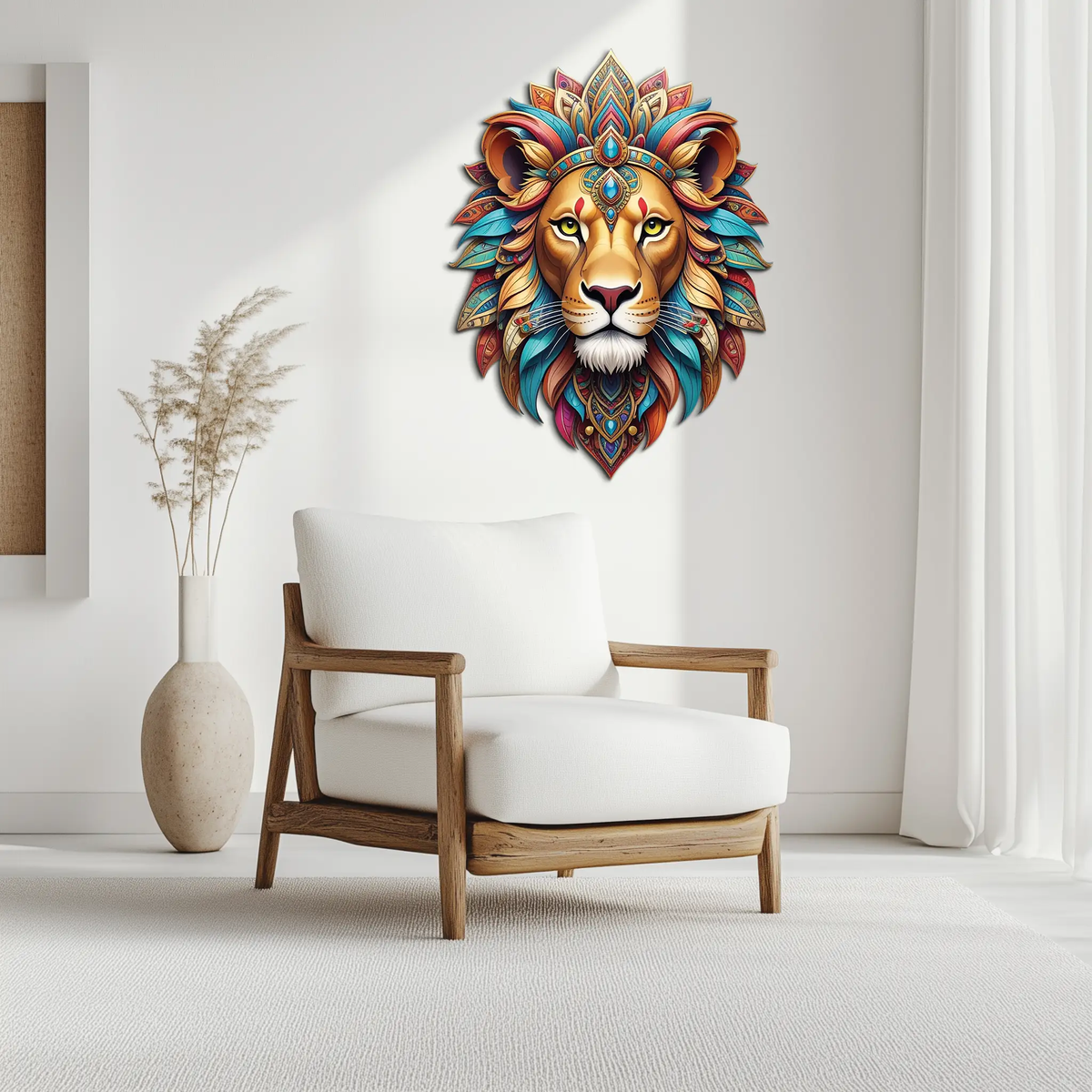 Regal Lion Metal Wall Art – Tribal Vibes, Fierce Style-KAFUVM029 by Enova Art