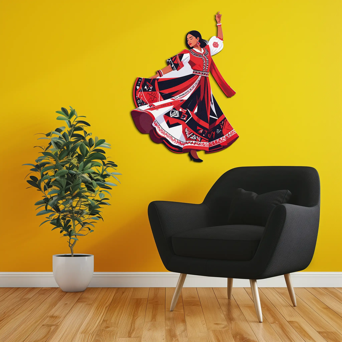 Dancing Woman Metal Wall Art – Bold & Cultural Decor-KAFUVM031 by Enova Art