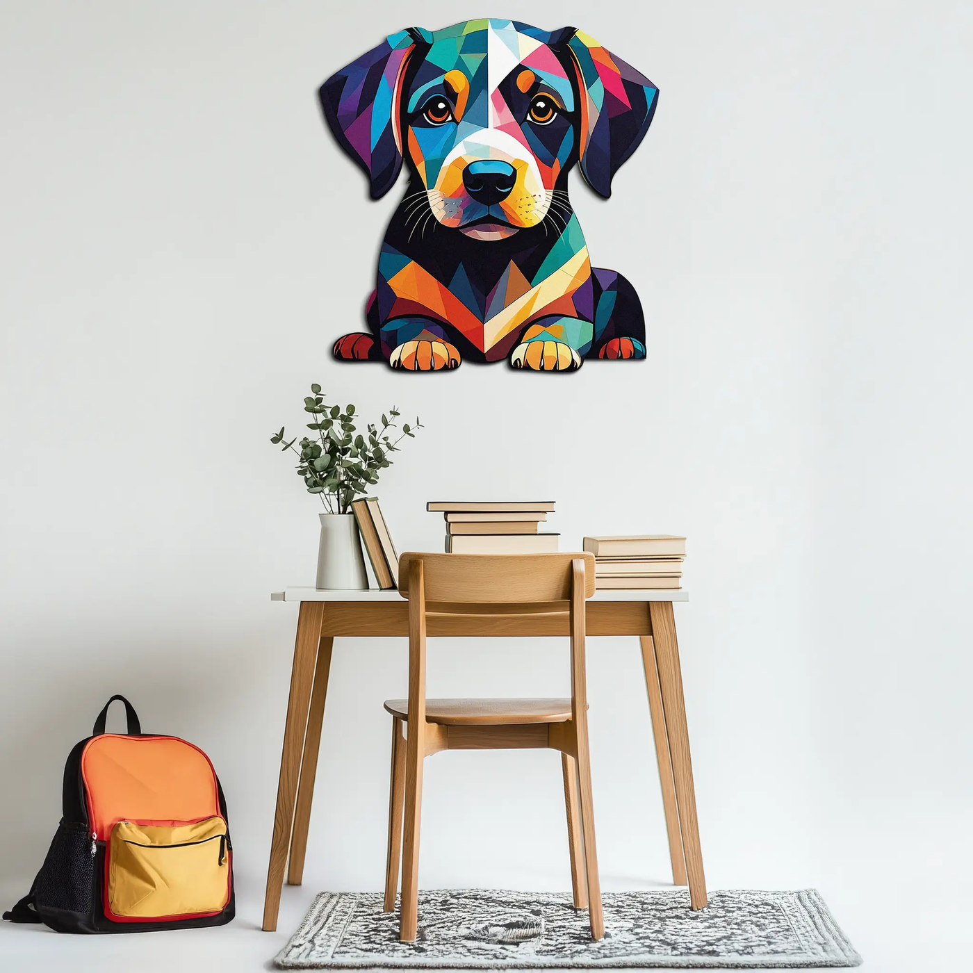Colorful Geometric Puppy Metal Wall Art Decor-KAFUVM032 by Enova Art