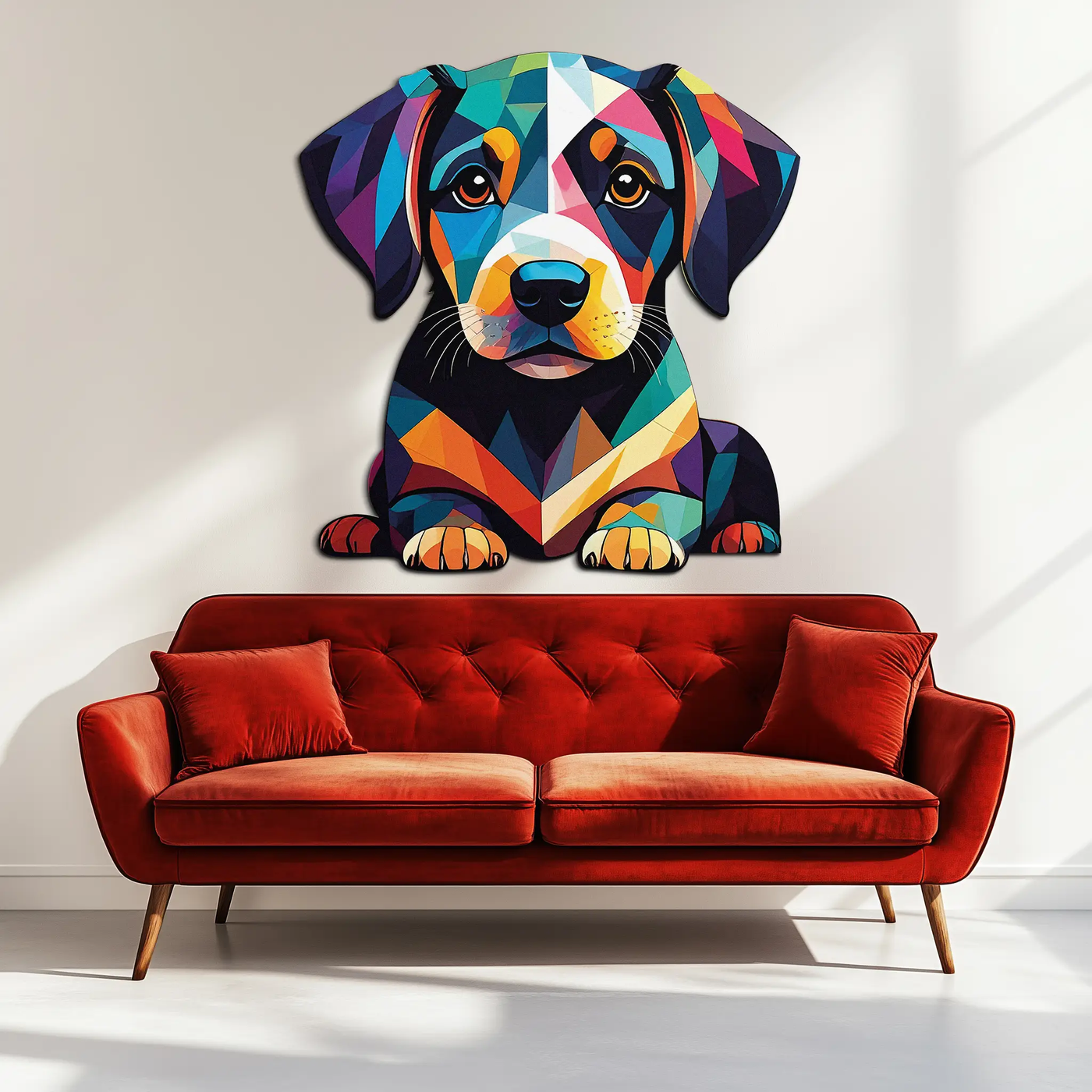 Colorful Geometric Puppy Metal Wall Art Decor-KAFUVM032 by Enova Art