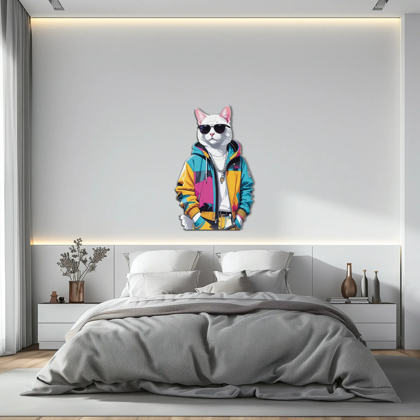 Cool Cat Metal Wall Art – Urban Street Style Decor-KAFUVM033 by Enova Art