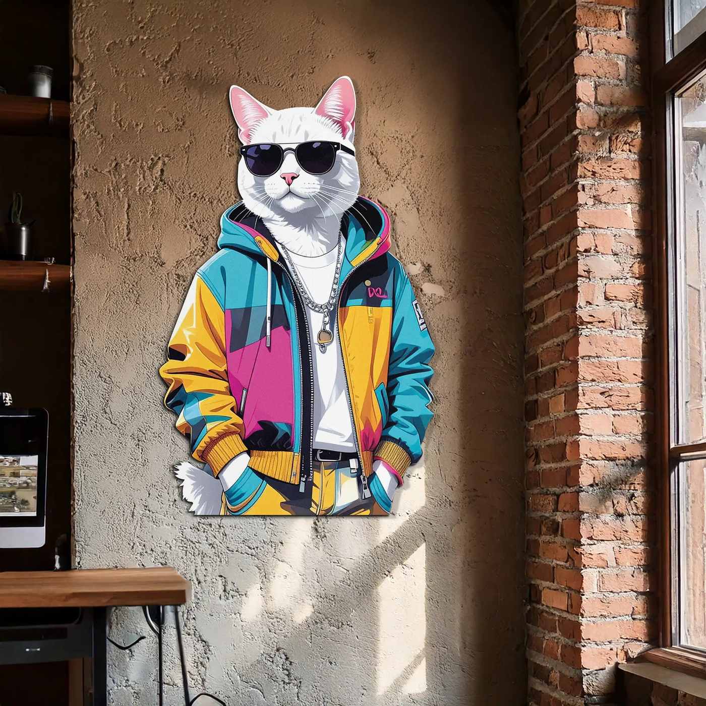 Cool Cat Metal Wall Art – Urban Street Style Decor-KAFUVM033 by Enova Art