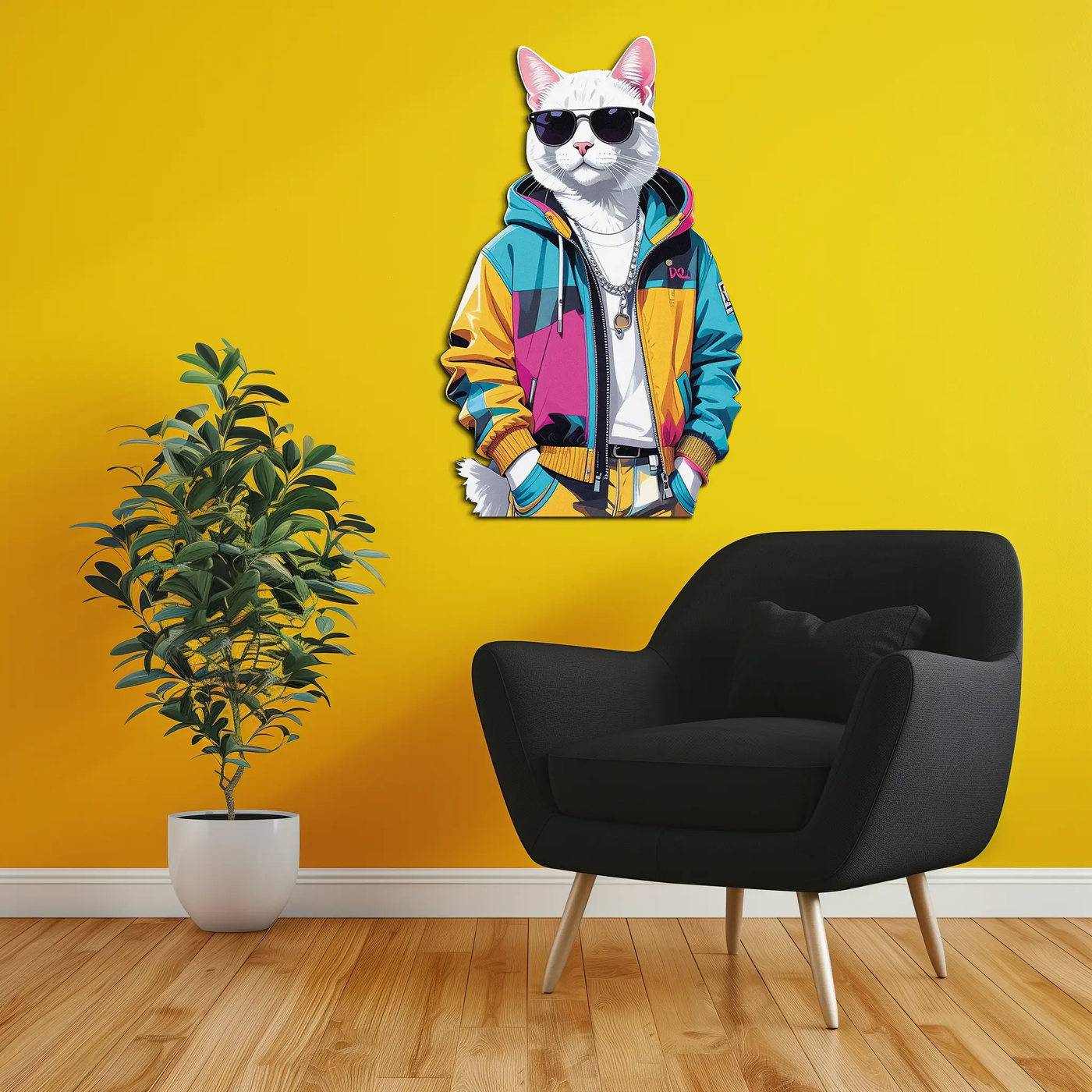 Cool Cat Metal Wall Art – Urban Street Style Decor-KAFUVM033 by Enova Art