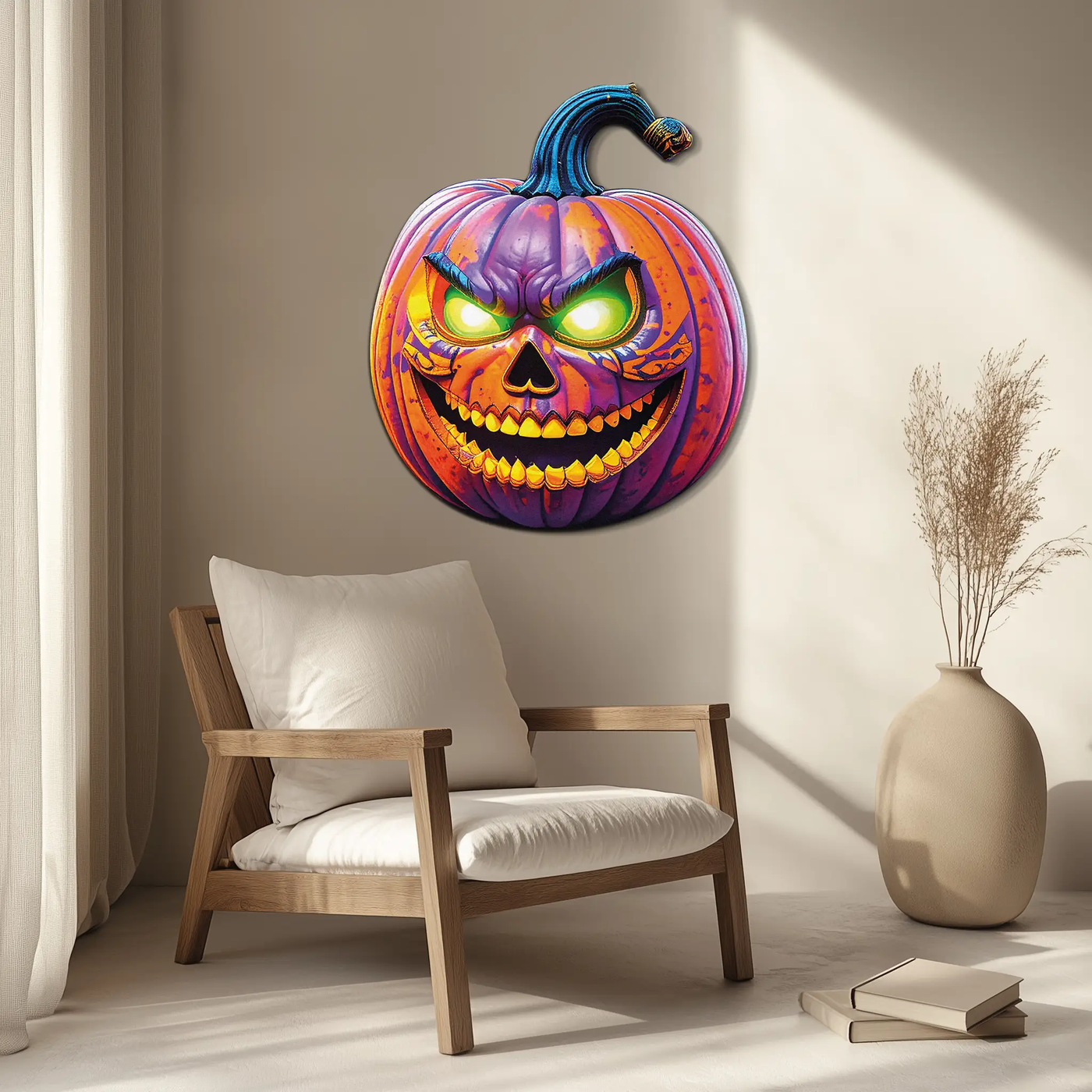 Evil Pumpkin Metal Wall Art – Spooky Halloween Decor-KAFUVM034 by Enova Art