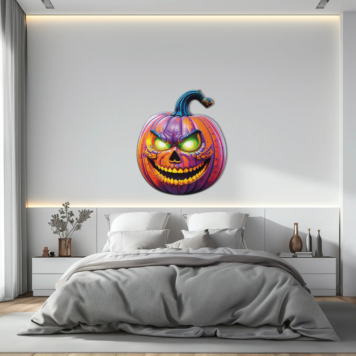 Evil Pumpkin Metal Wall Art – Spooky Halloween Decor-KAFUVM034 by Enova Art