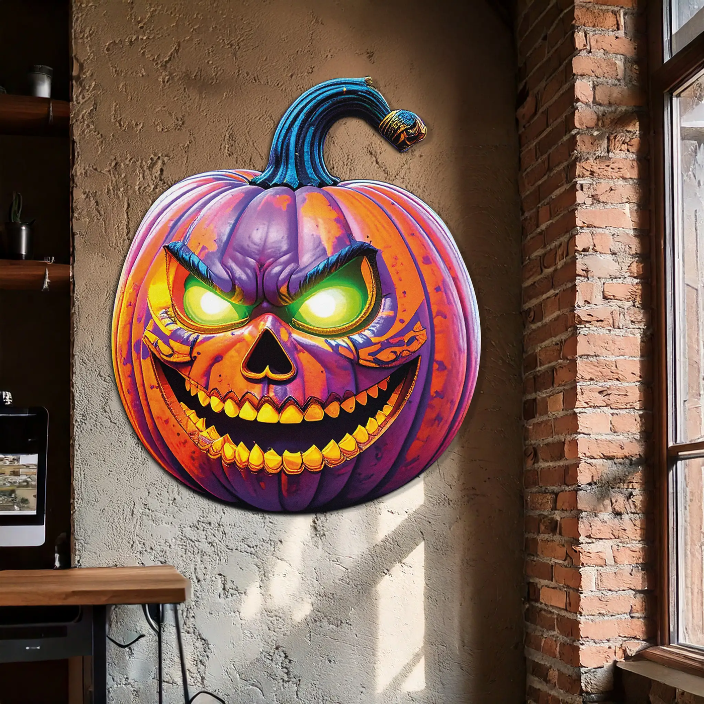 Evil Pumpkin Metal Wall Art – Spooky Halloween Decor-KAFUVM034 by Enova Art