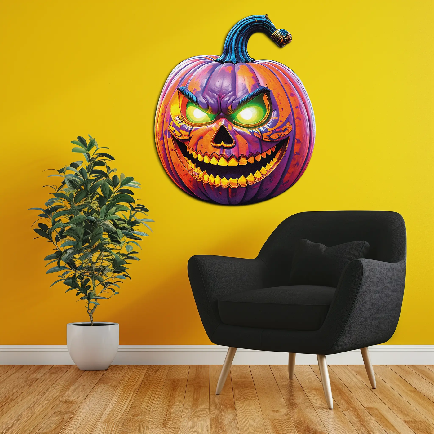 Evil Pumpkin Metal Wall Art – Spooky Halloween Decor-KAFUVM034 by Enova Art