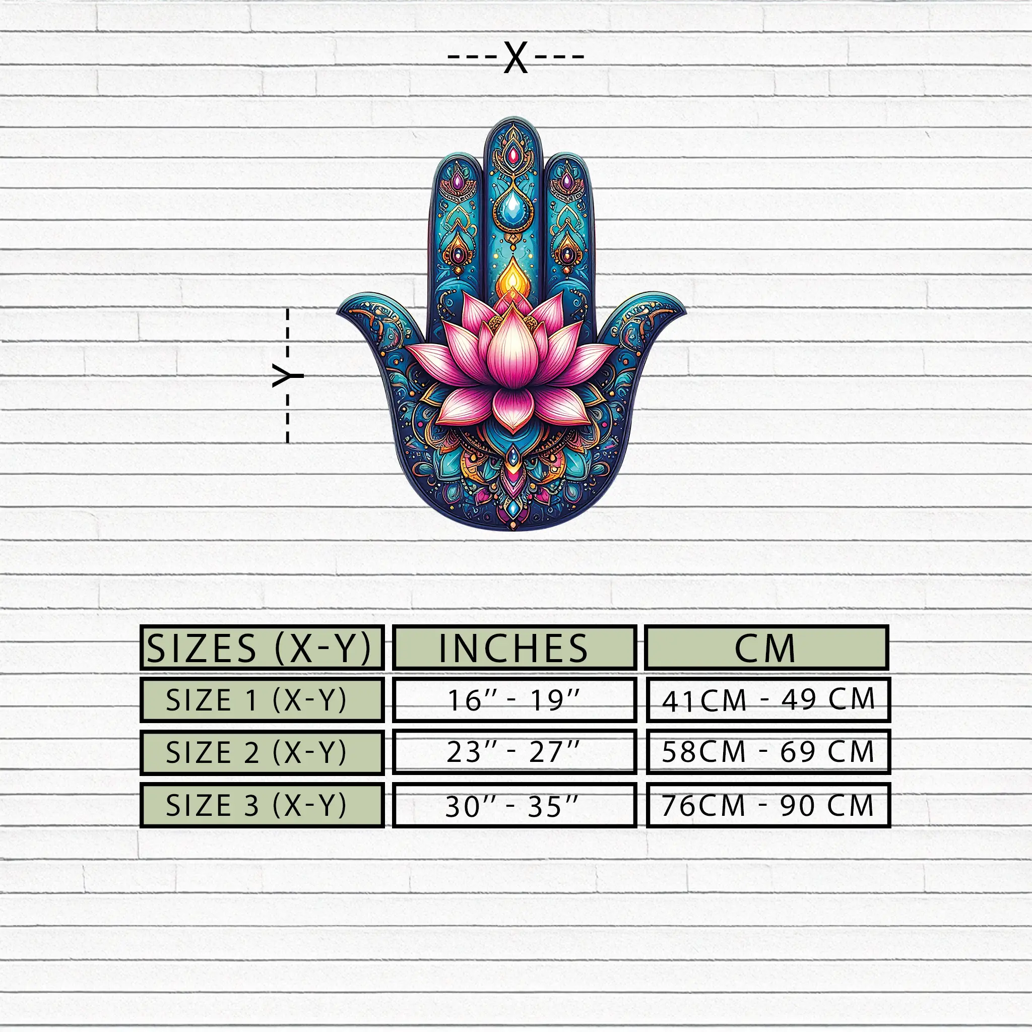 Lotus Hamsa Hand Metal Wall Art – Mystic Boho Decor-KAFUVM035 by Enova Art