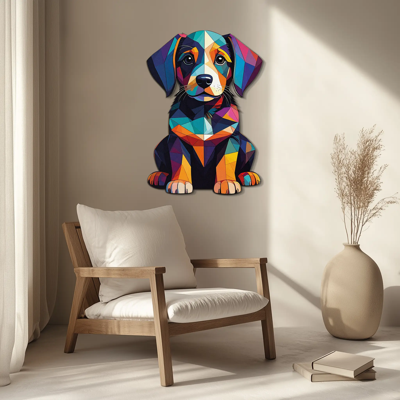 Colorful Geometric Dog Metal Wall Art – Bold Puppy Decor-KAFUVM038 by Enova Art