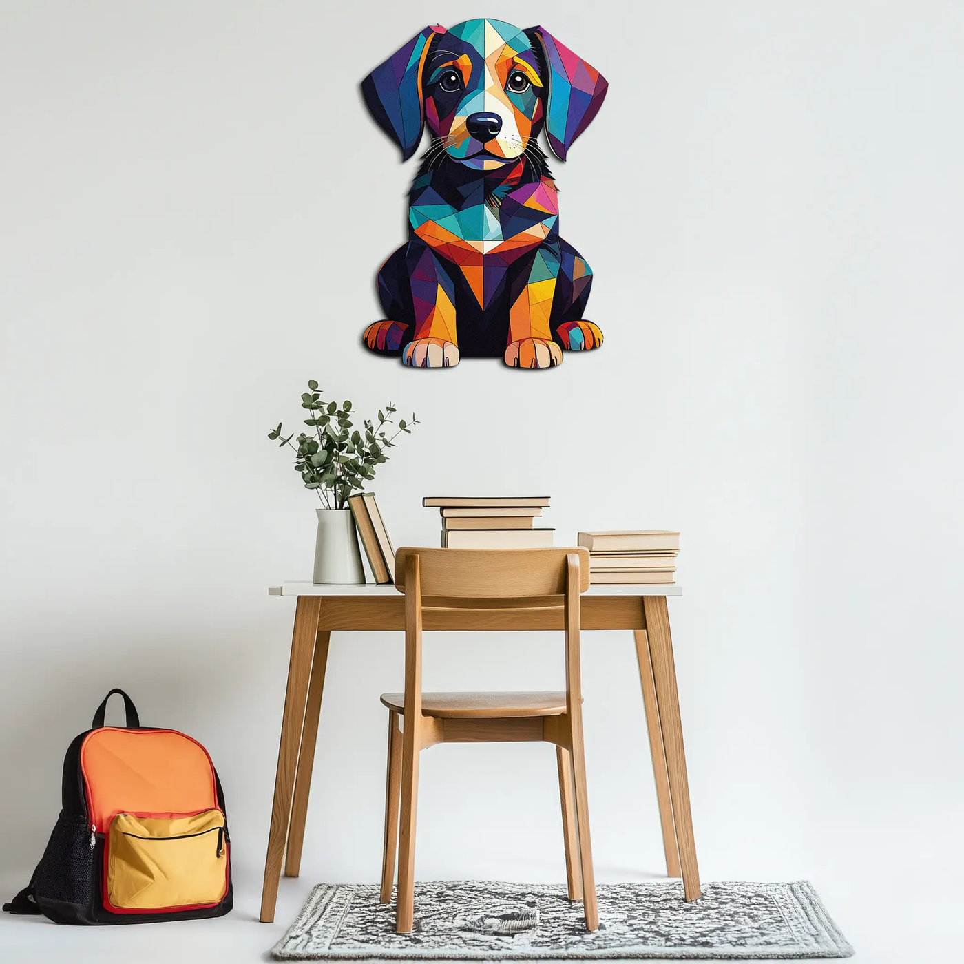 Colorful Geometric Dog Metal Wall Art – Bold Puppy Decor-KAFUVM038 by Enova Art
