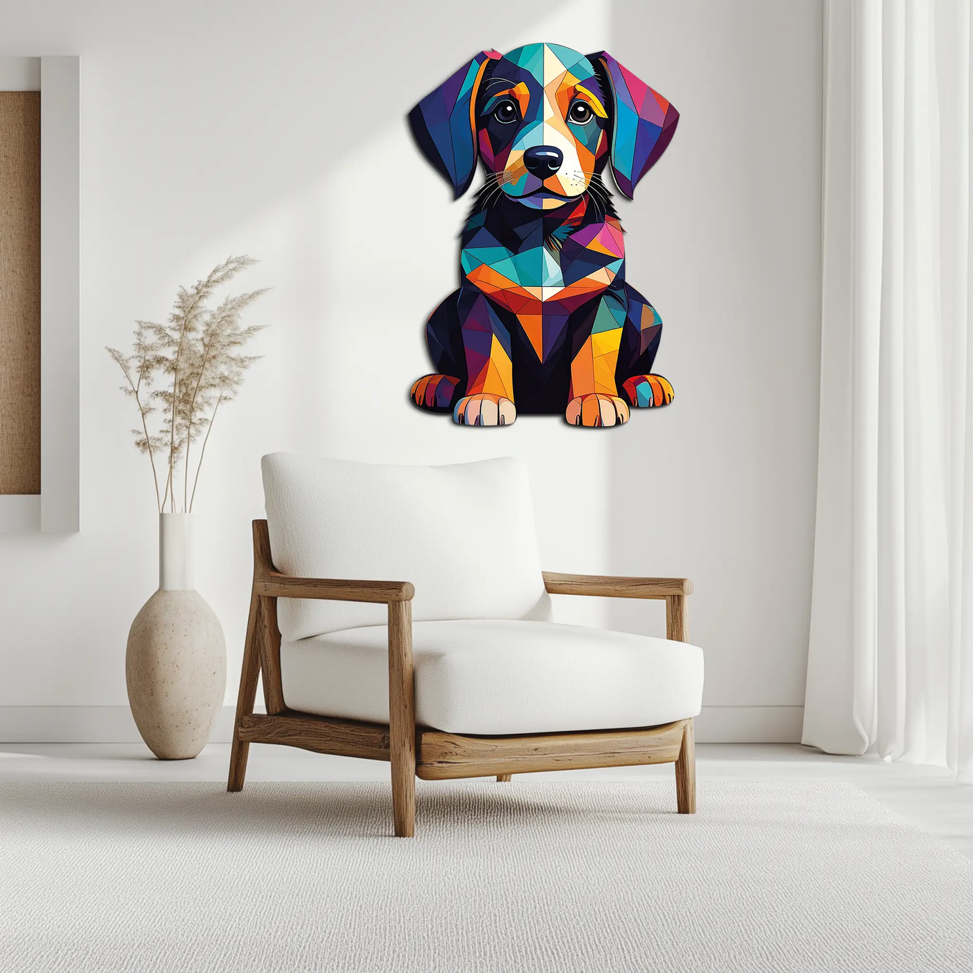 Colorful Geometric Dog Metal Wall Art – Bold Puppy Decor-KAFUVM038 by Enova Art