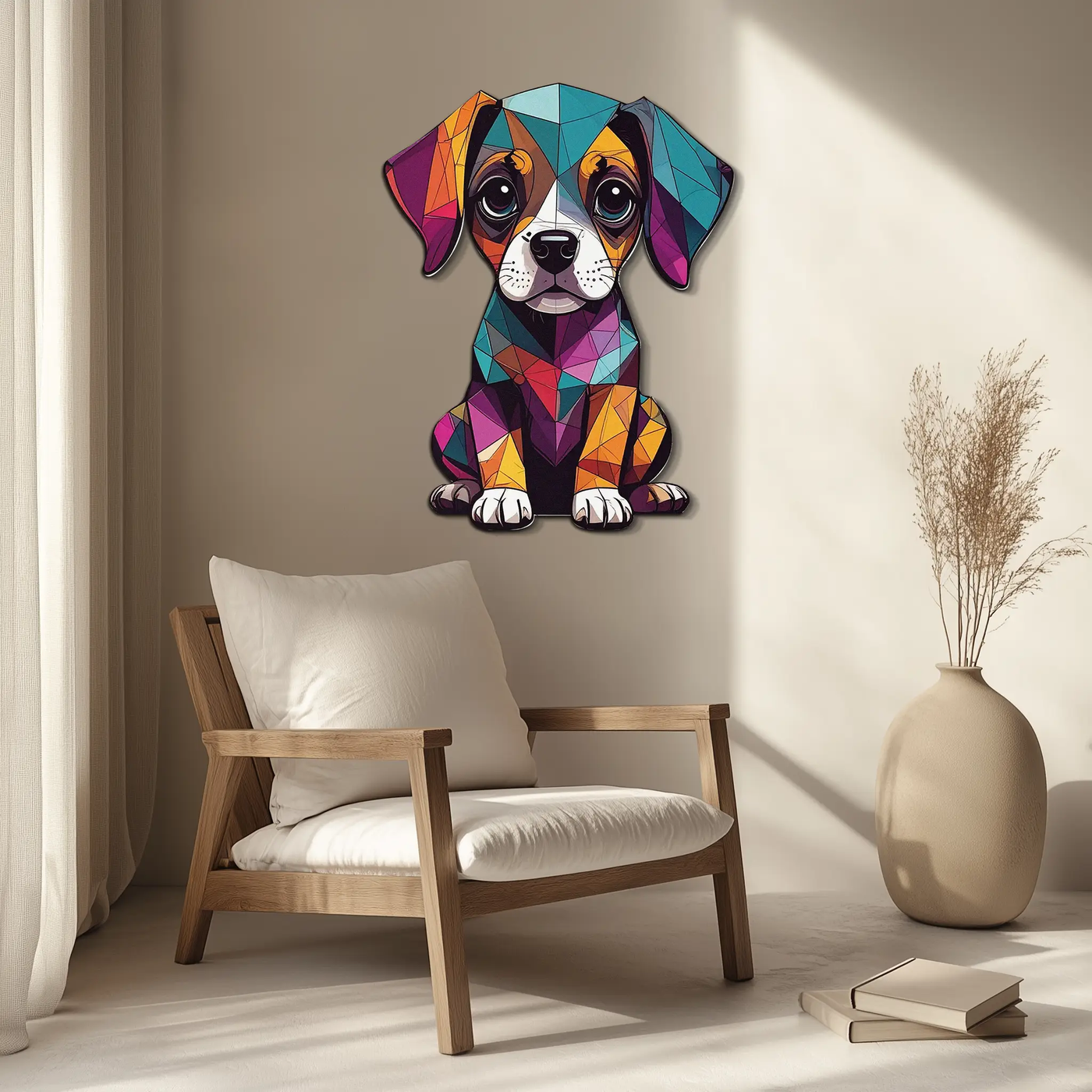 Geometric Puppy Metal Wall Art – Color Pop Dog Decor-KAFUVM039 by Enova Art