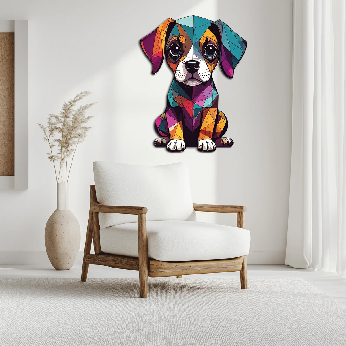 Geometric Puppy Metal Wall Art – Color Pop Dog Decor-KAFUVM039 by Enova Art