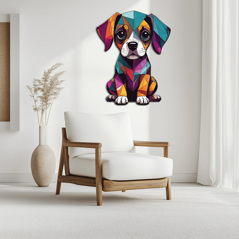 Geometric Puppy Metal Wall Art – Color Pop Dog Decor-KAFUVM039 by Enova Art