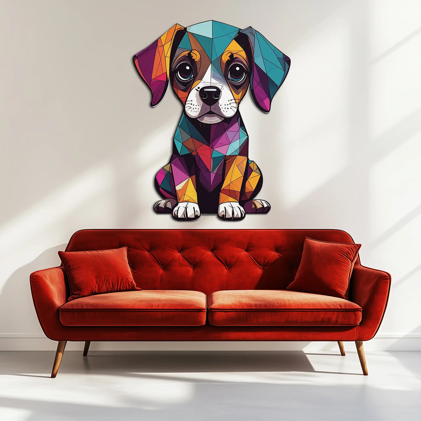 Geometric Puppy Metal Wall Art – Color Pop Dog Decor-KAFUVM039 by Enova Art