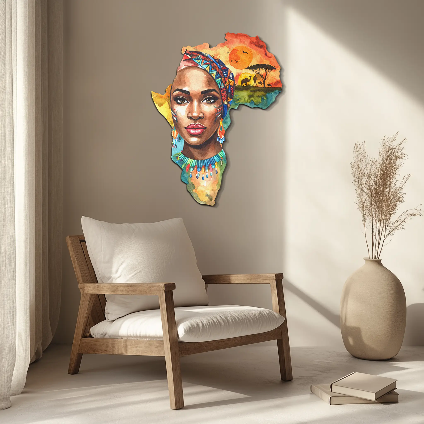 African Queen Metal Wall Art – Bold Cultural Decor-KAFUVM040 by Enova Art