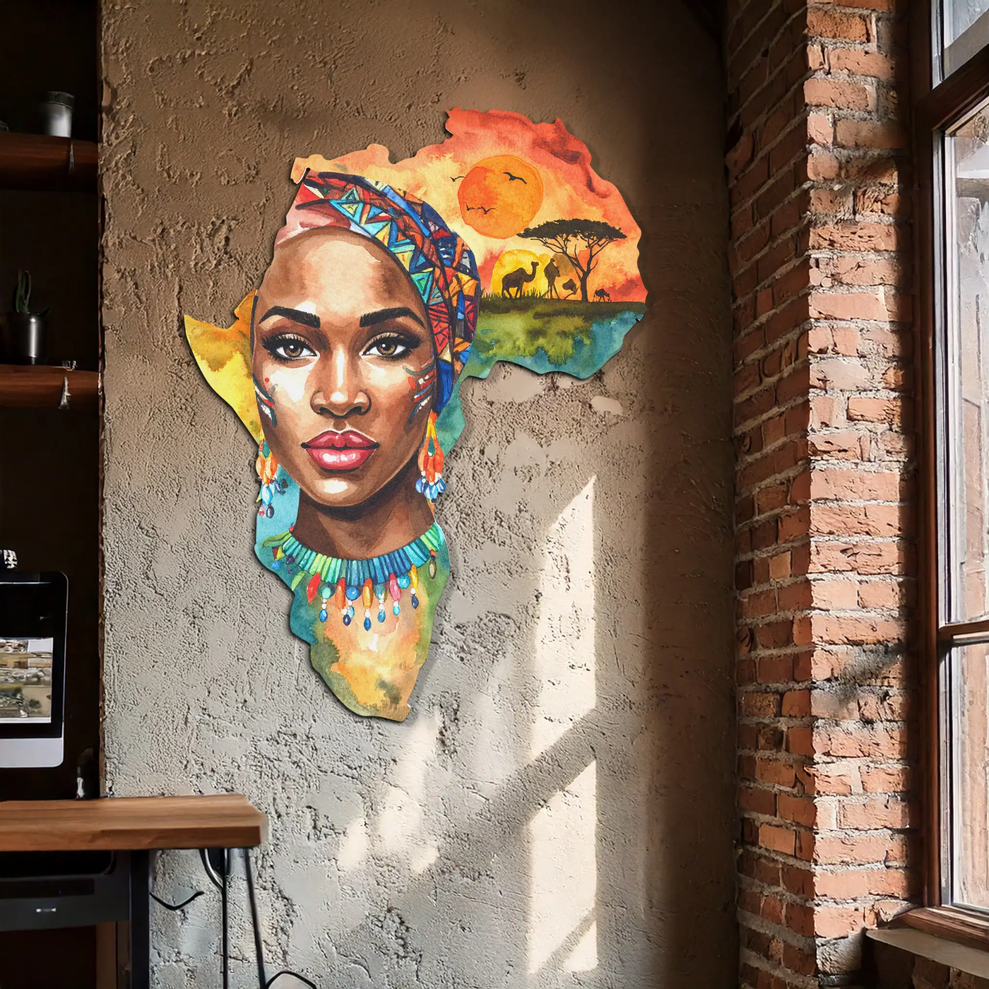 African Queen Metal Wall Art – Bold Cultural Decor-KAFUVM040 by Enova Art