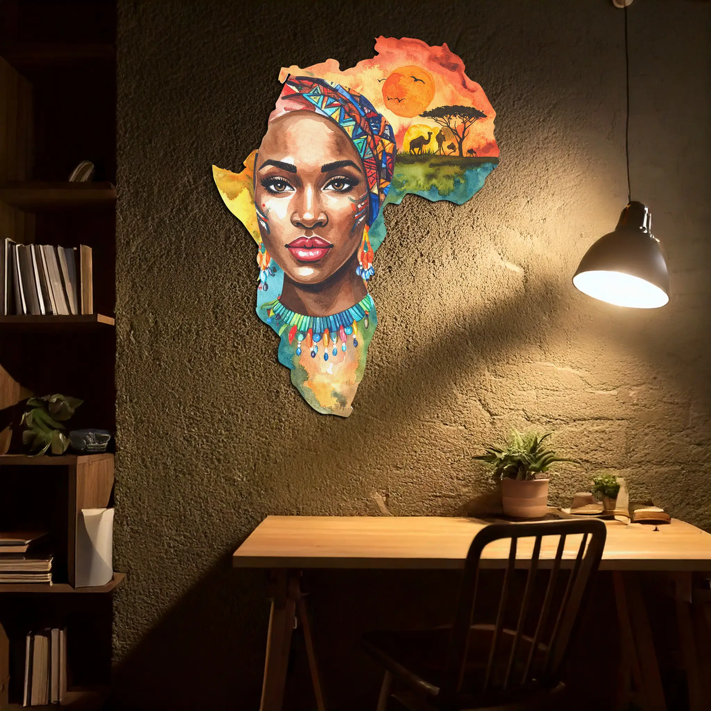 African Queen Metal Wall Art – Bold Cultural Decor-KAFUVM040 by Enova Art