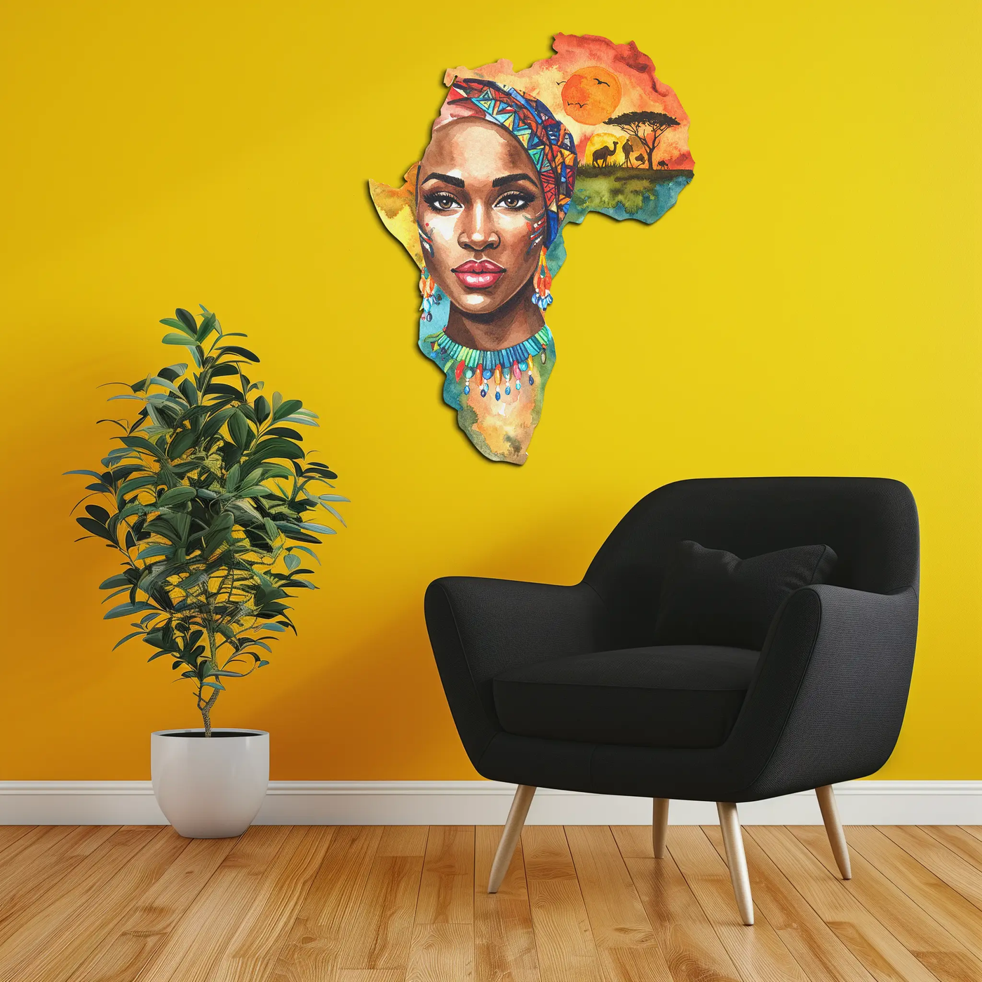 African Queen Metal Wall Art – Bold Cultural Decor-KAFUVM040 by Enova Art