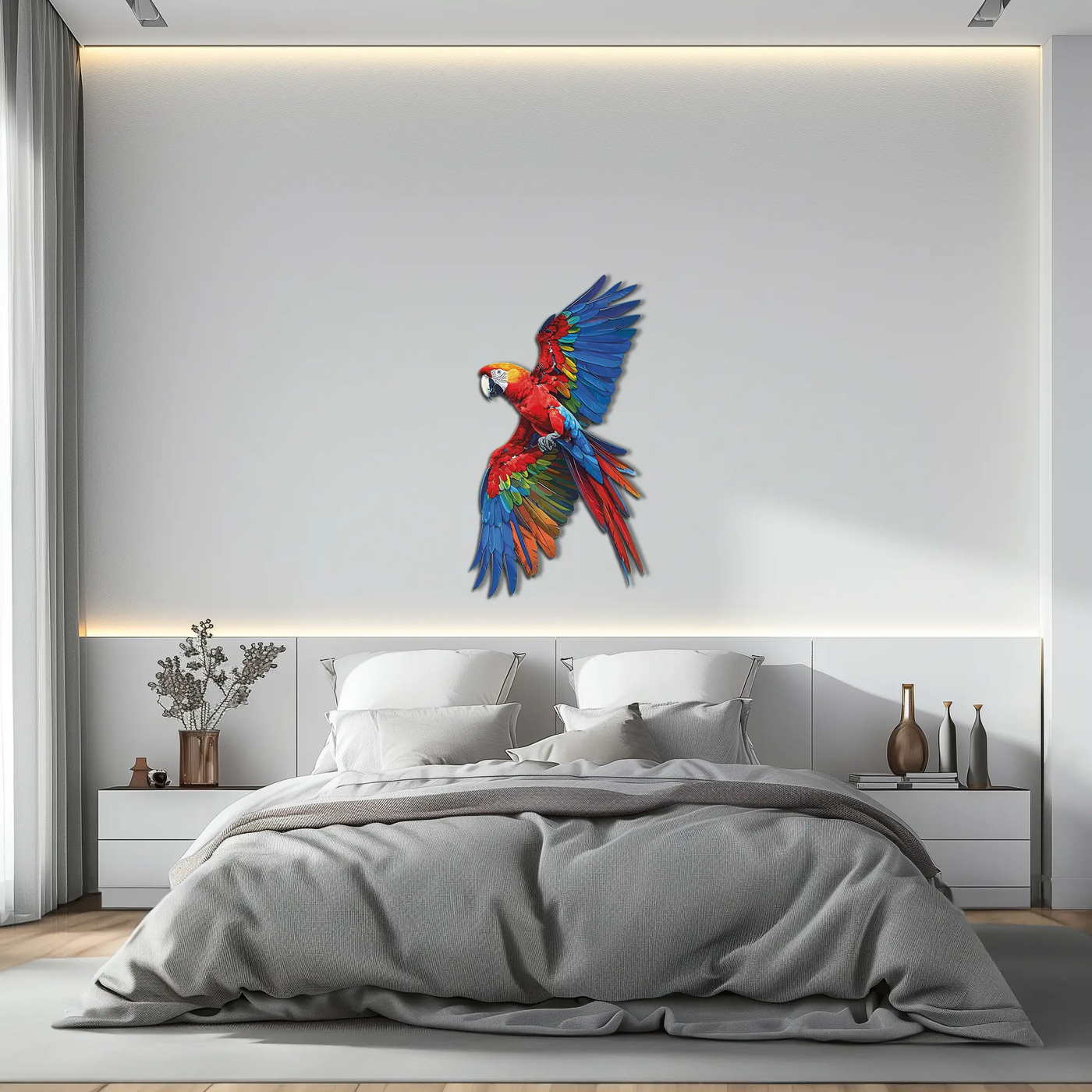 Colorful Parrot Metal Wall Art – Tropical Bird Decor-KAFUVM041 by Enova Art