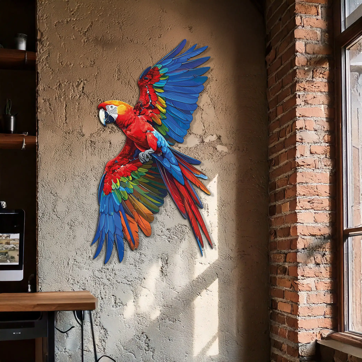 Colorful Parrot Metal Wall Art – Tropical Bird Decor-KAFUVM041 by Enova Art